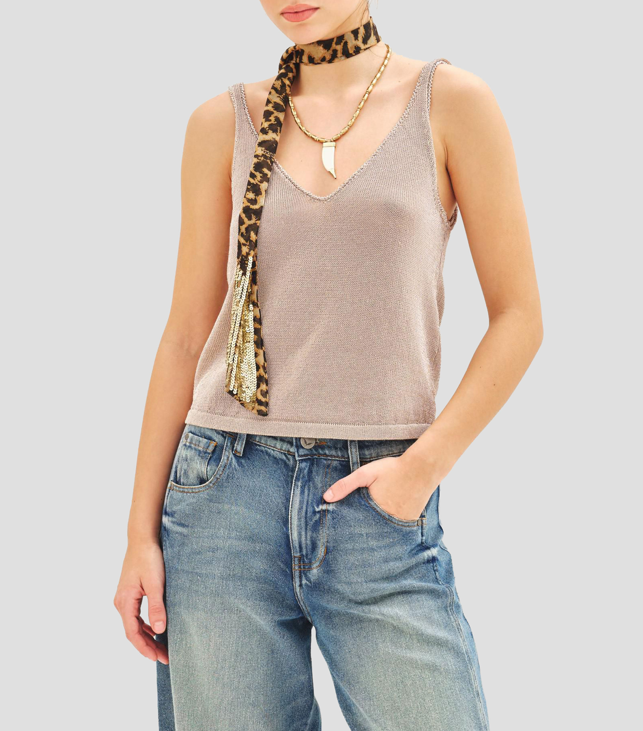 Blusa lisa sin mangas Mujer