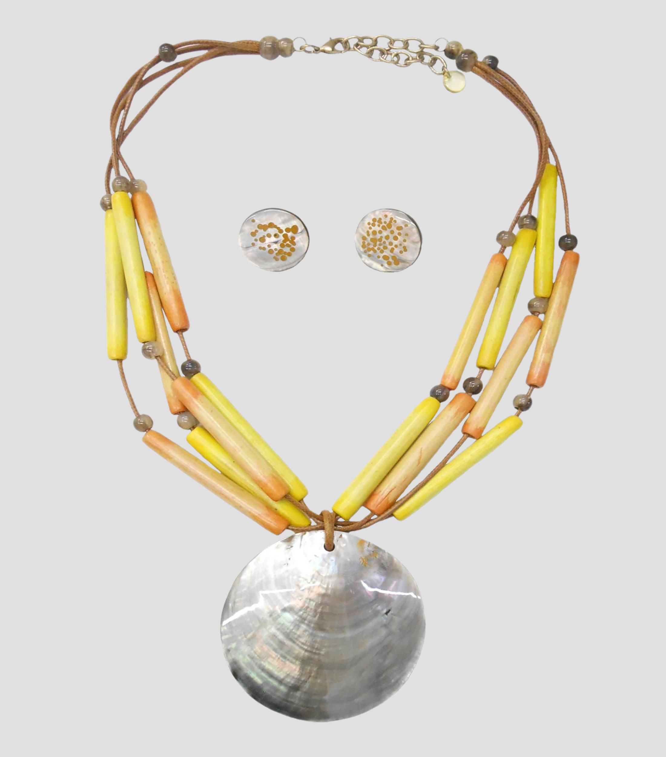 Set collar y aretes barras y conchas Mujer