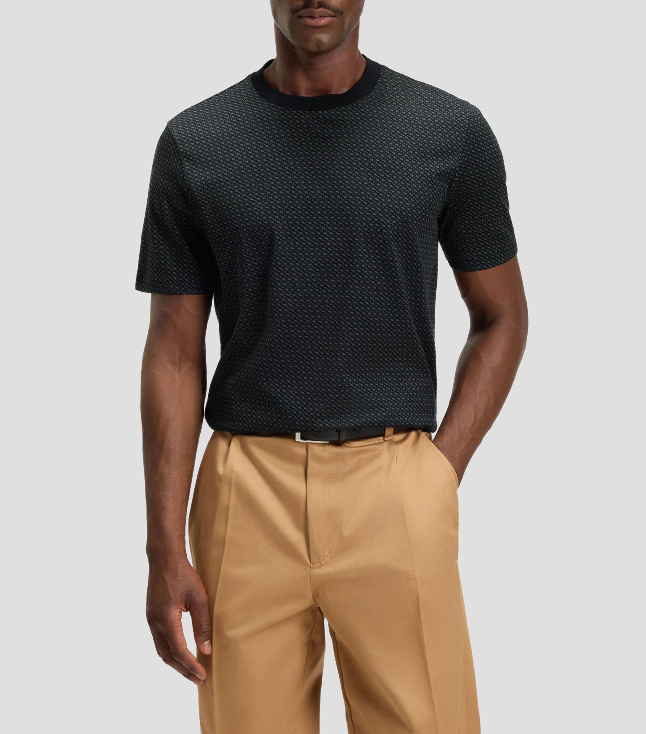 Playera de algodon mercerizado con monogramas a dos tonos Hombre