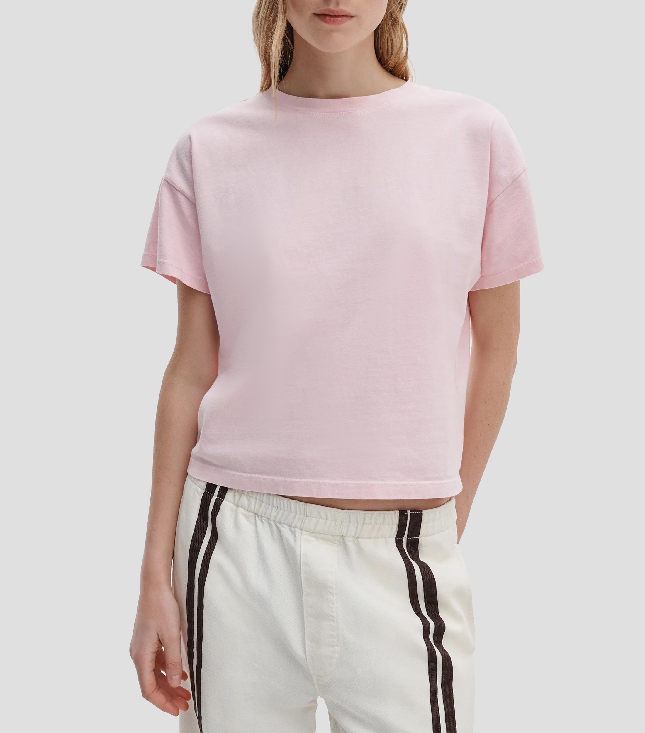 Playera cuello redondo manga corta lisa Mujer