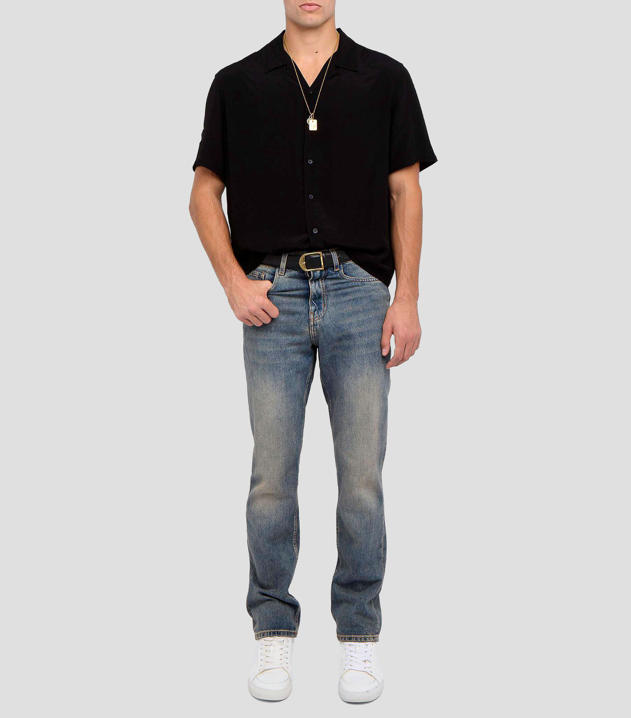 Camisa lisa manga corta Hombre