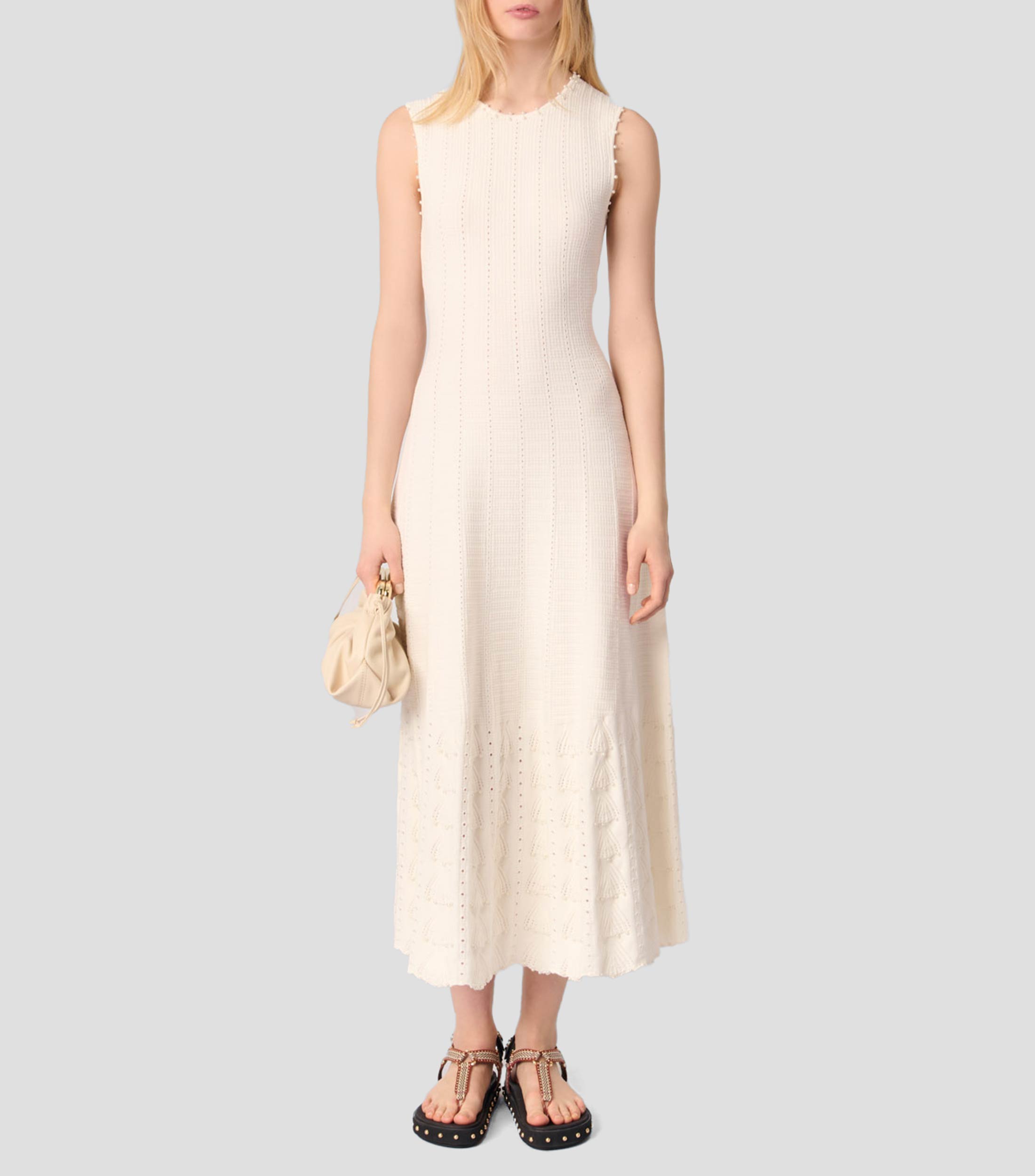 Vestido largo liso sin mangas Mujer