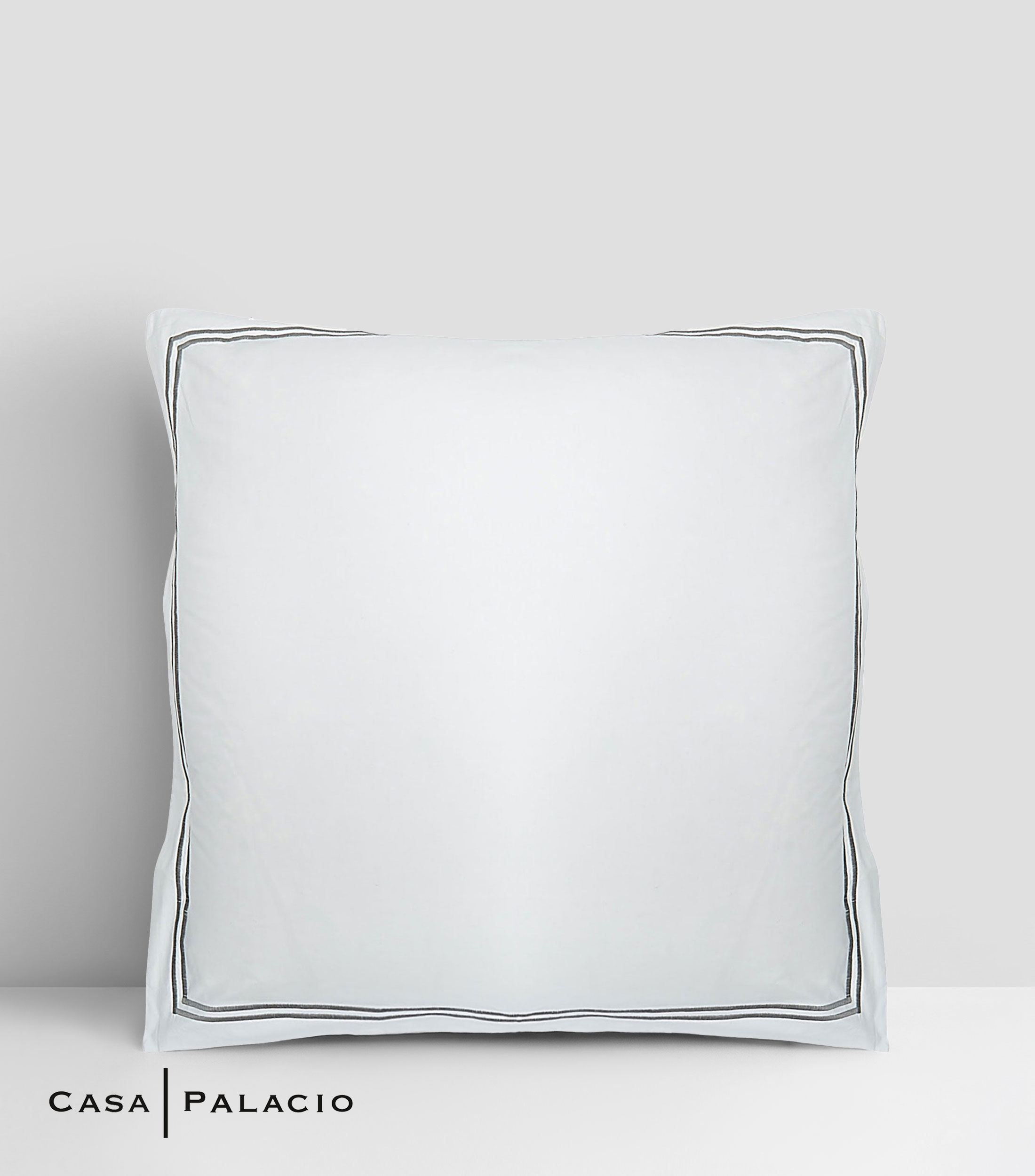 Funda Decorativa Euro de Algodon Classic Hotel Bourd Blanca, Gris
