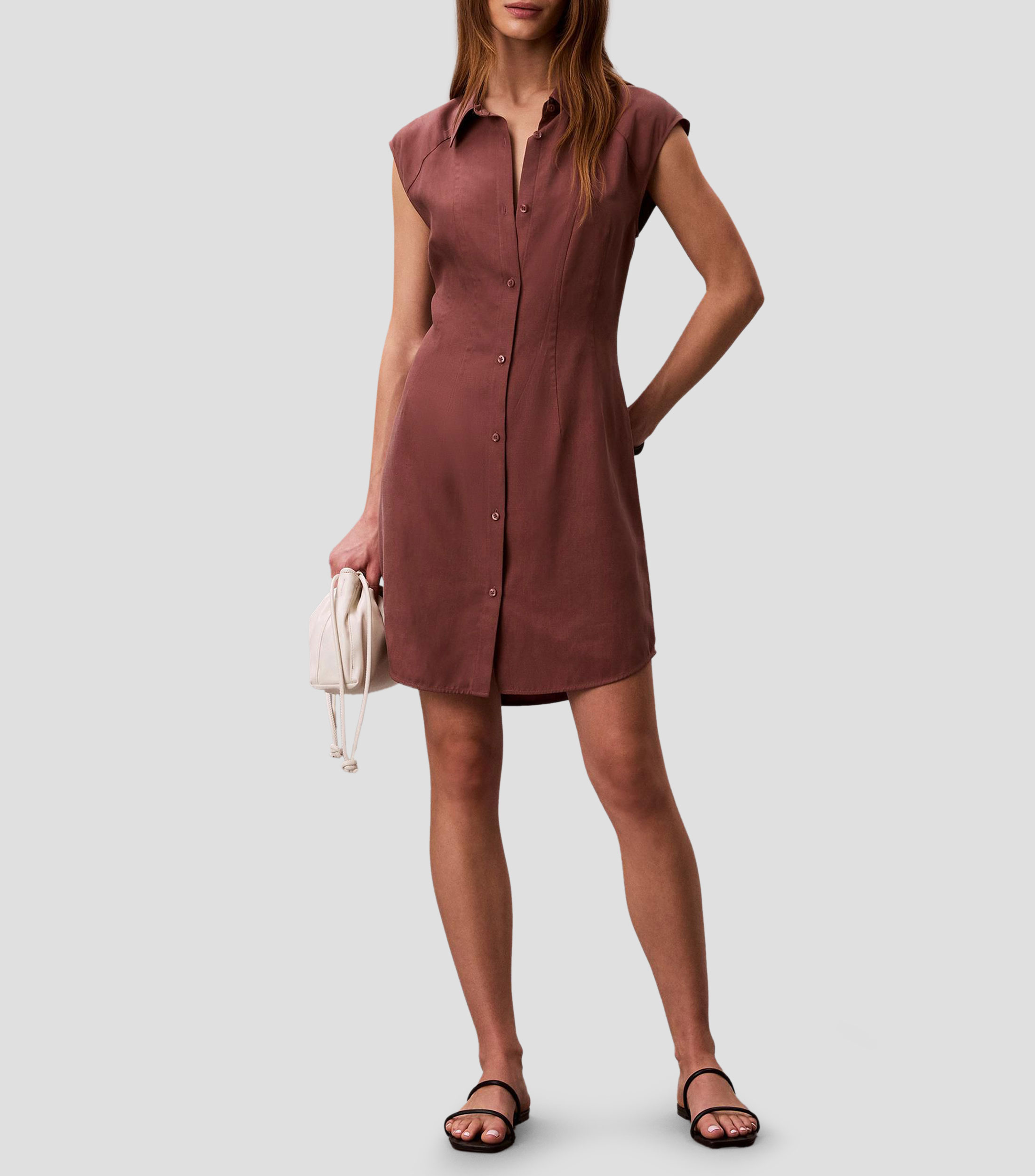 Vestido corto liso Mujer