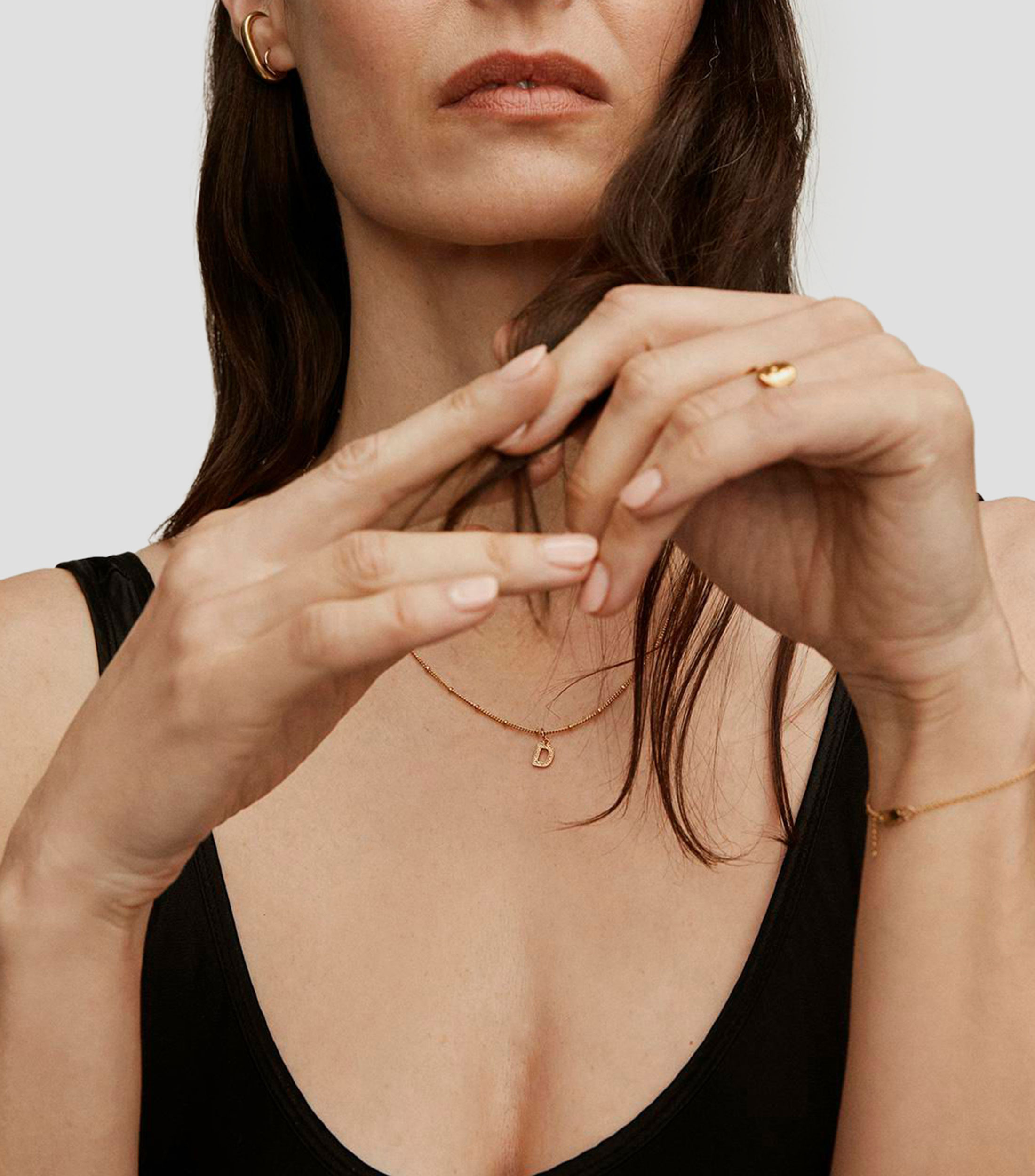 Dije inicial D en plata .925 ABC con topacios blancos Mujer
