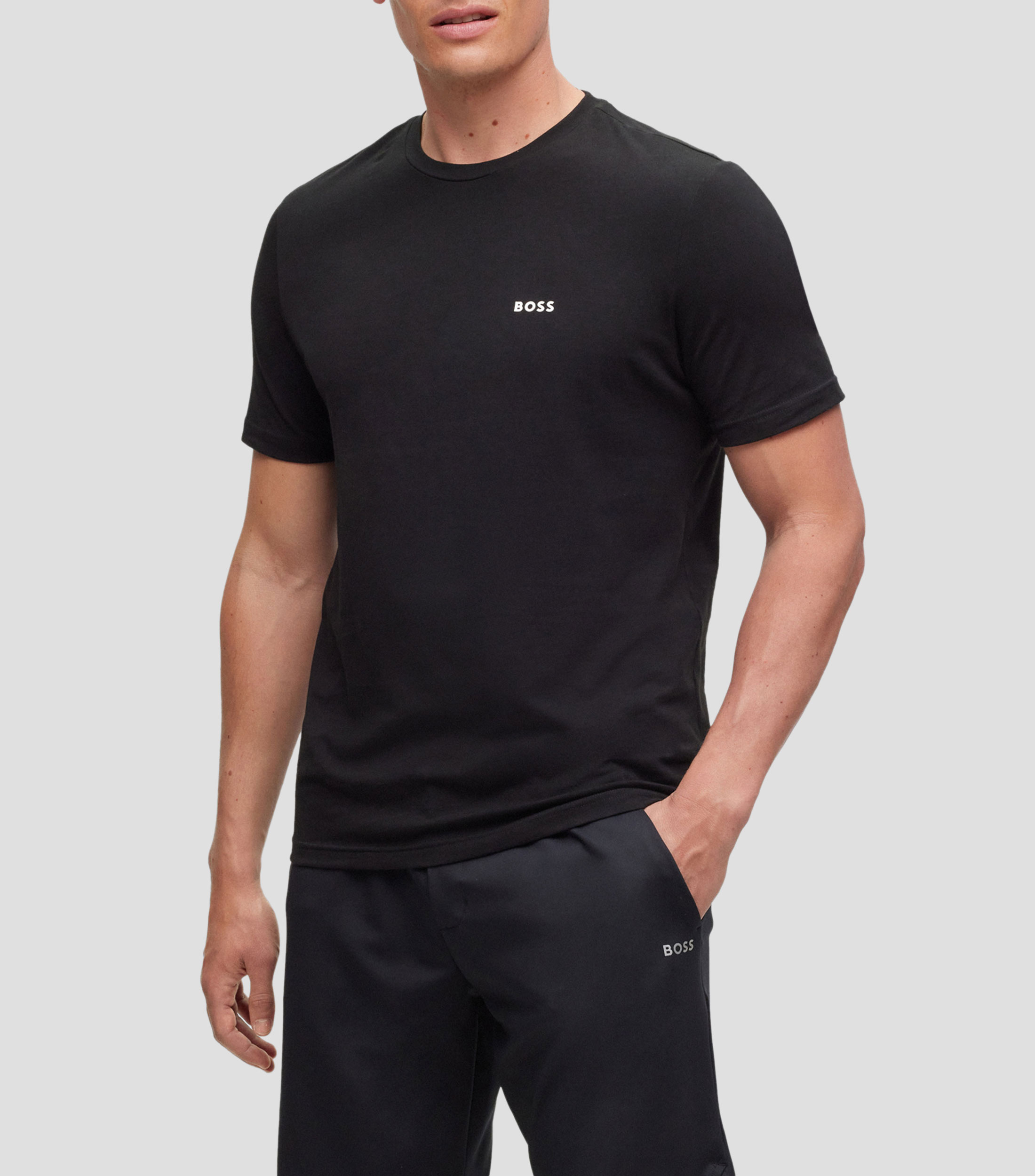 Paquete de 2 playeras con logo en algodón elástico Hombre