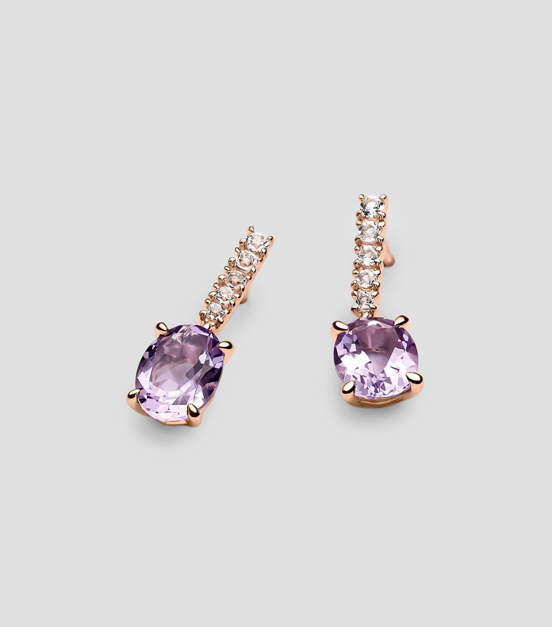 Pendientes de plata .925 con incrustación de amatista rosa y topacios blancos Elúa Mujer