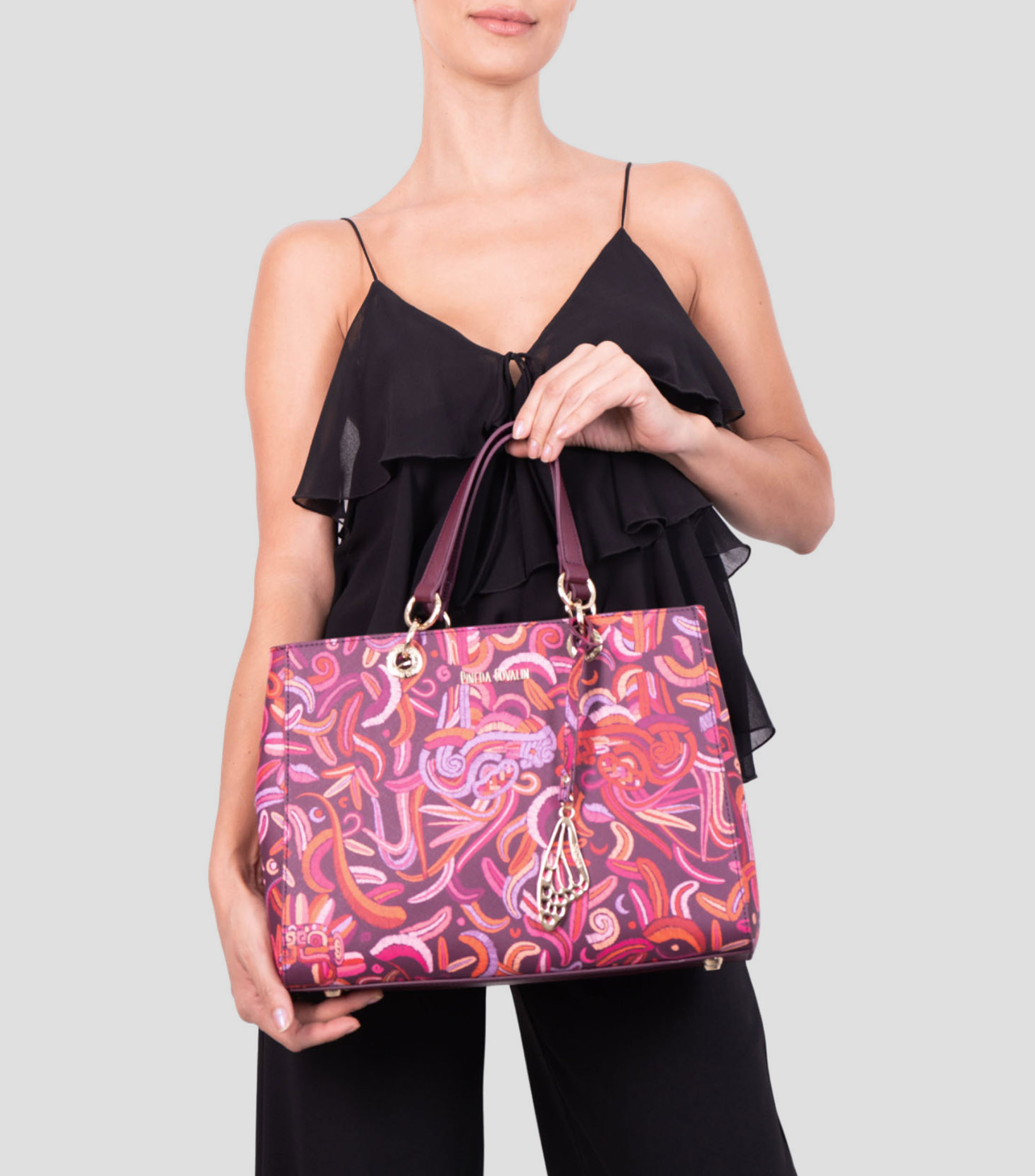Bolsa satchel fucsia Kaxan Quetzalcoatl Mujer
