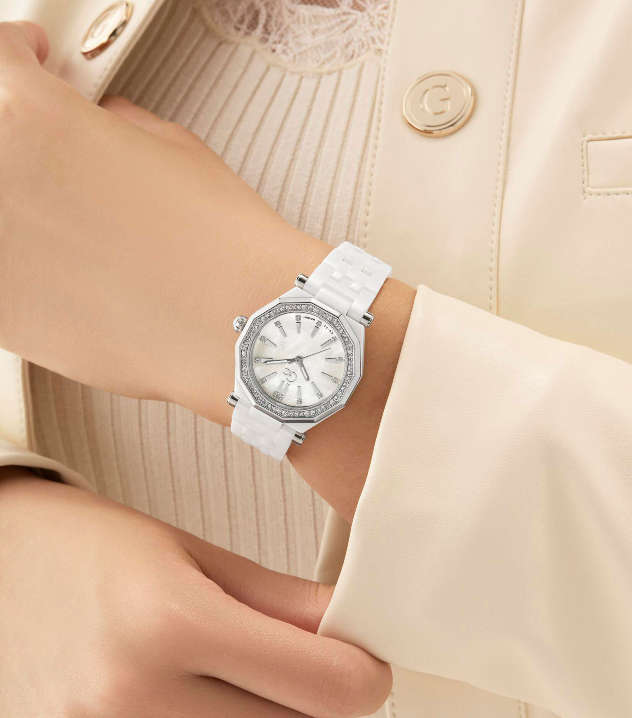 Reloj para Mujer GC Gleam De Vestir Blanco, Plateado