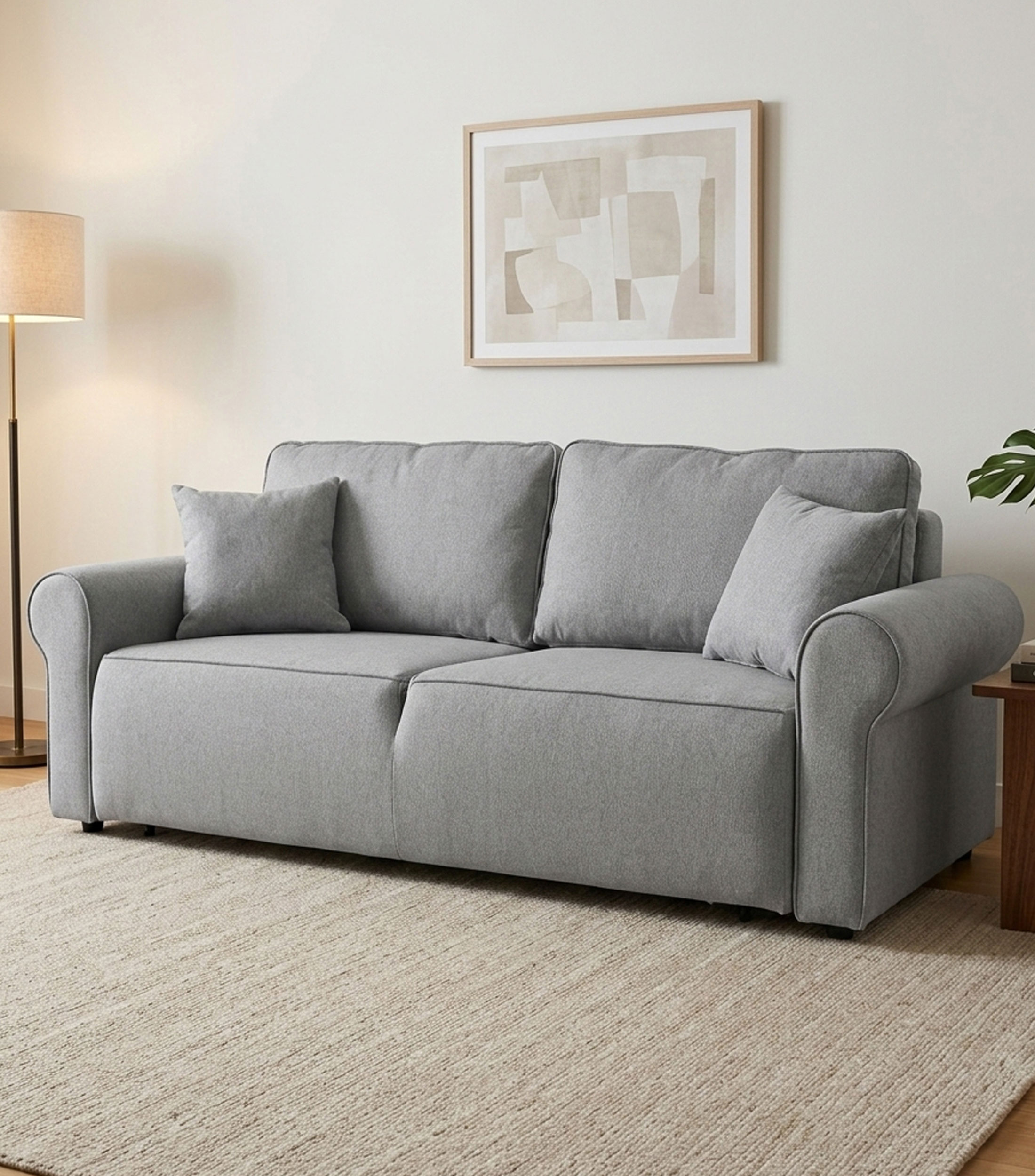Sofá Cama en tela gris claro