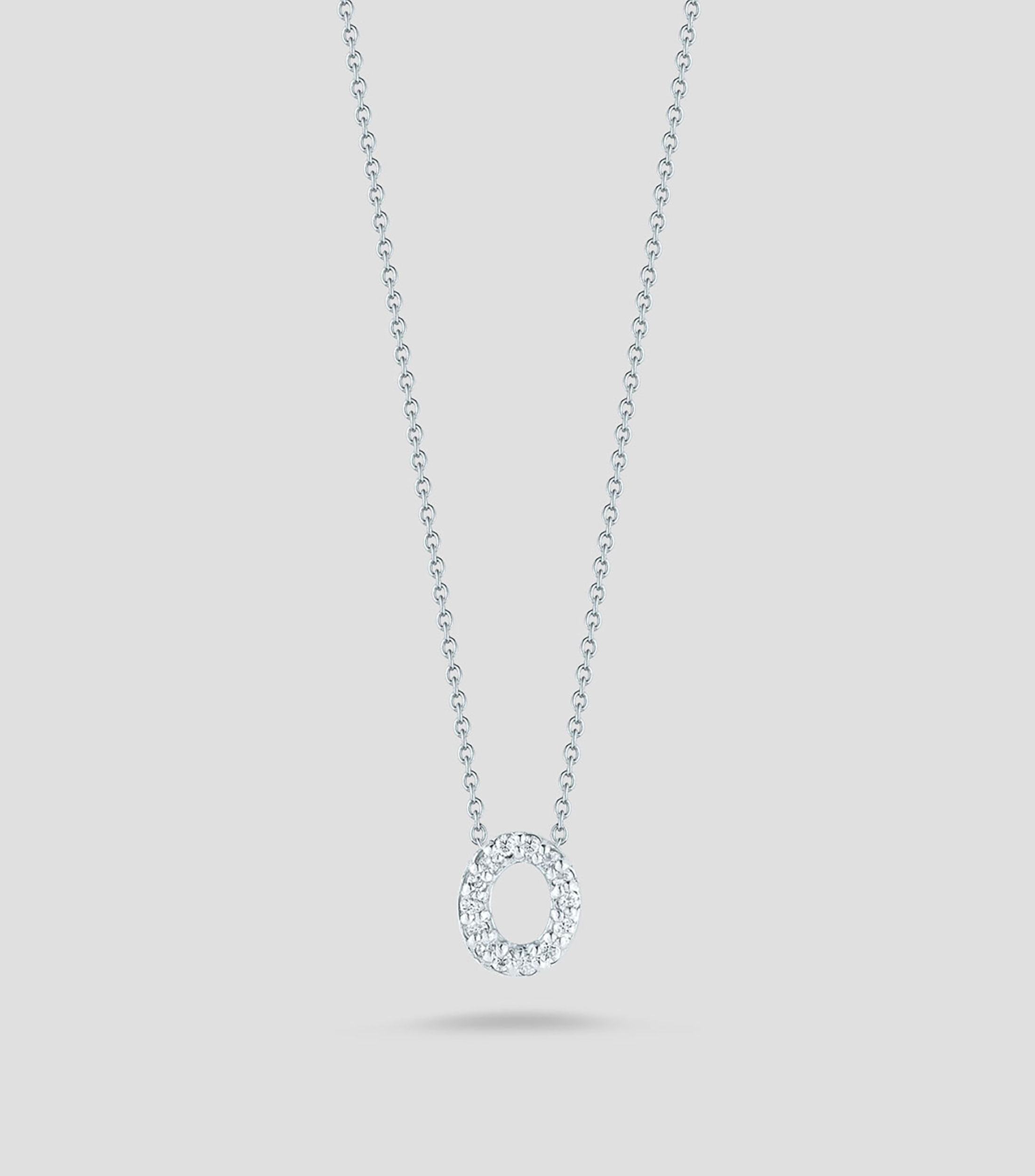 Collar letra "O" en oro blanco de 18 Kilates con diamantes Love Letter Mujer