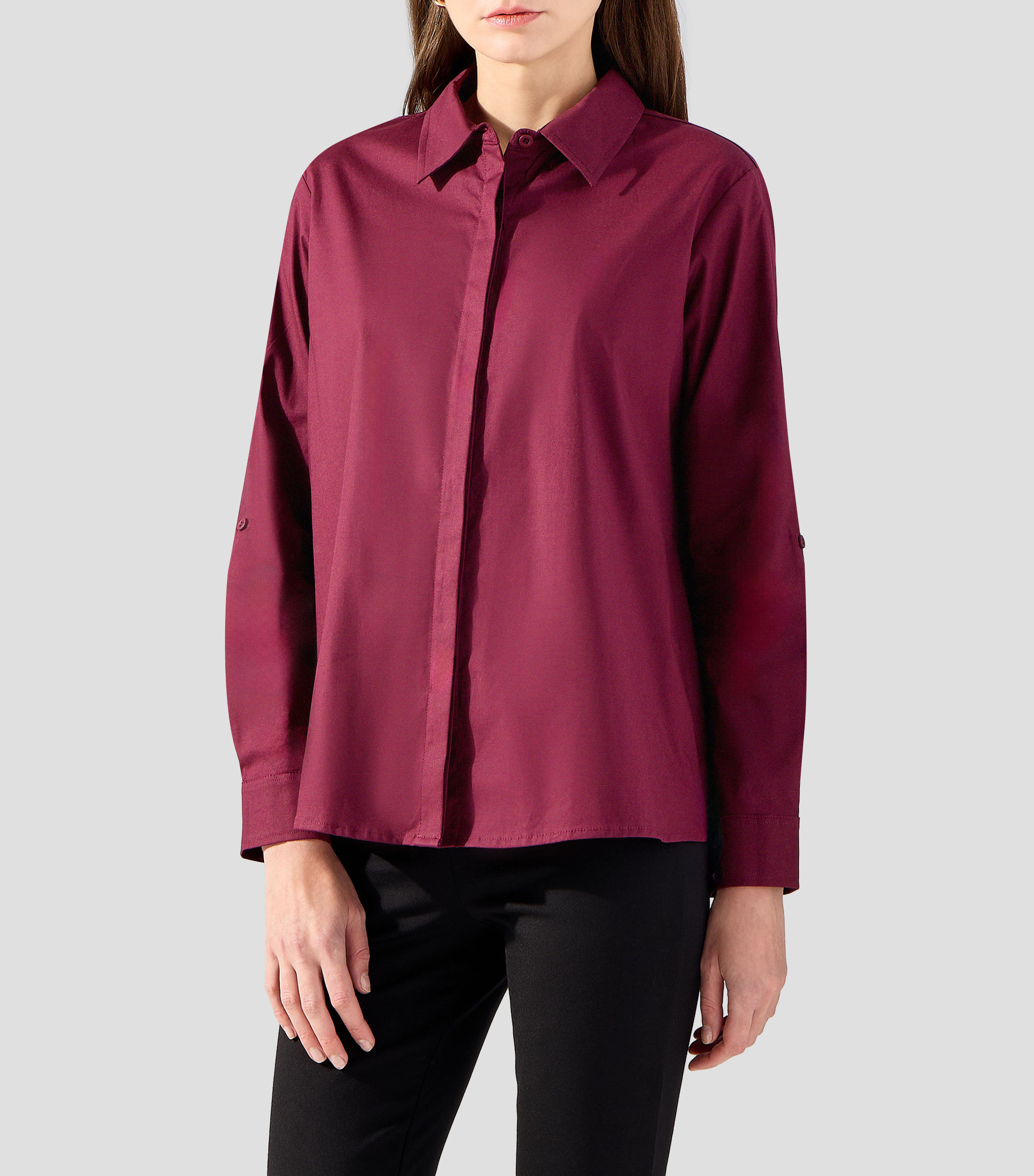 Camisa lisa manga larga Mujer