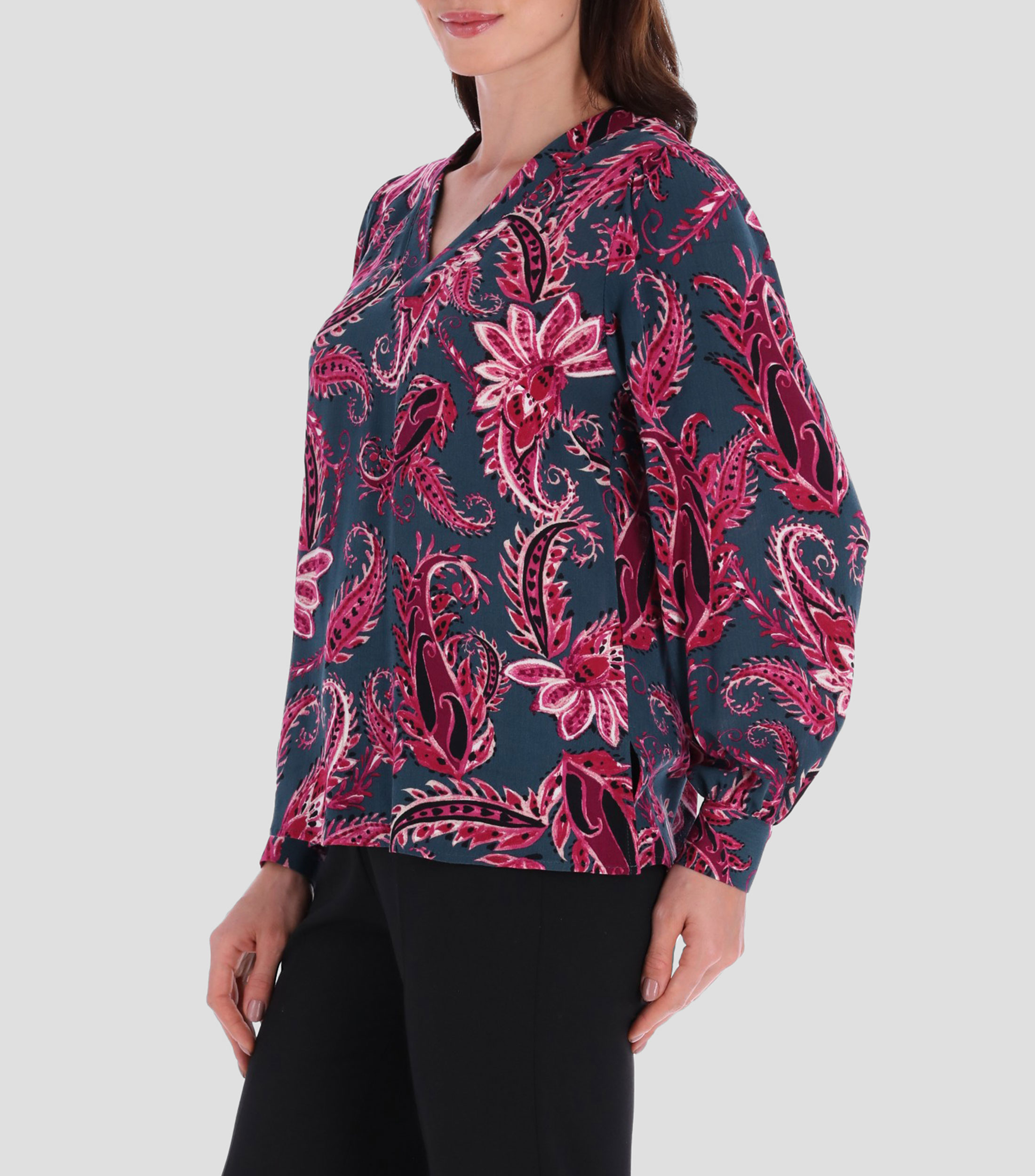 Blusa estampada manga larga Mujer