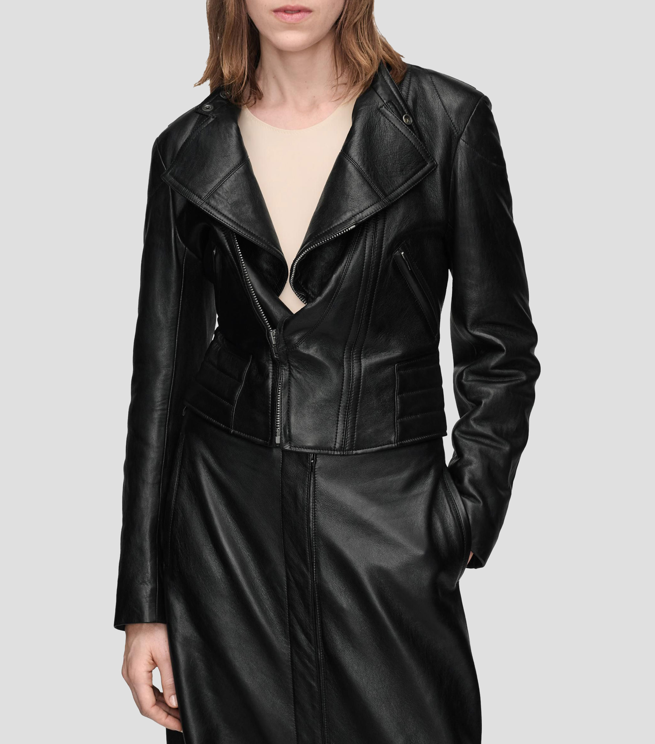 Chamarra biker de piel Mujer