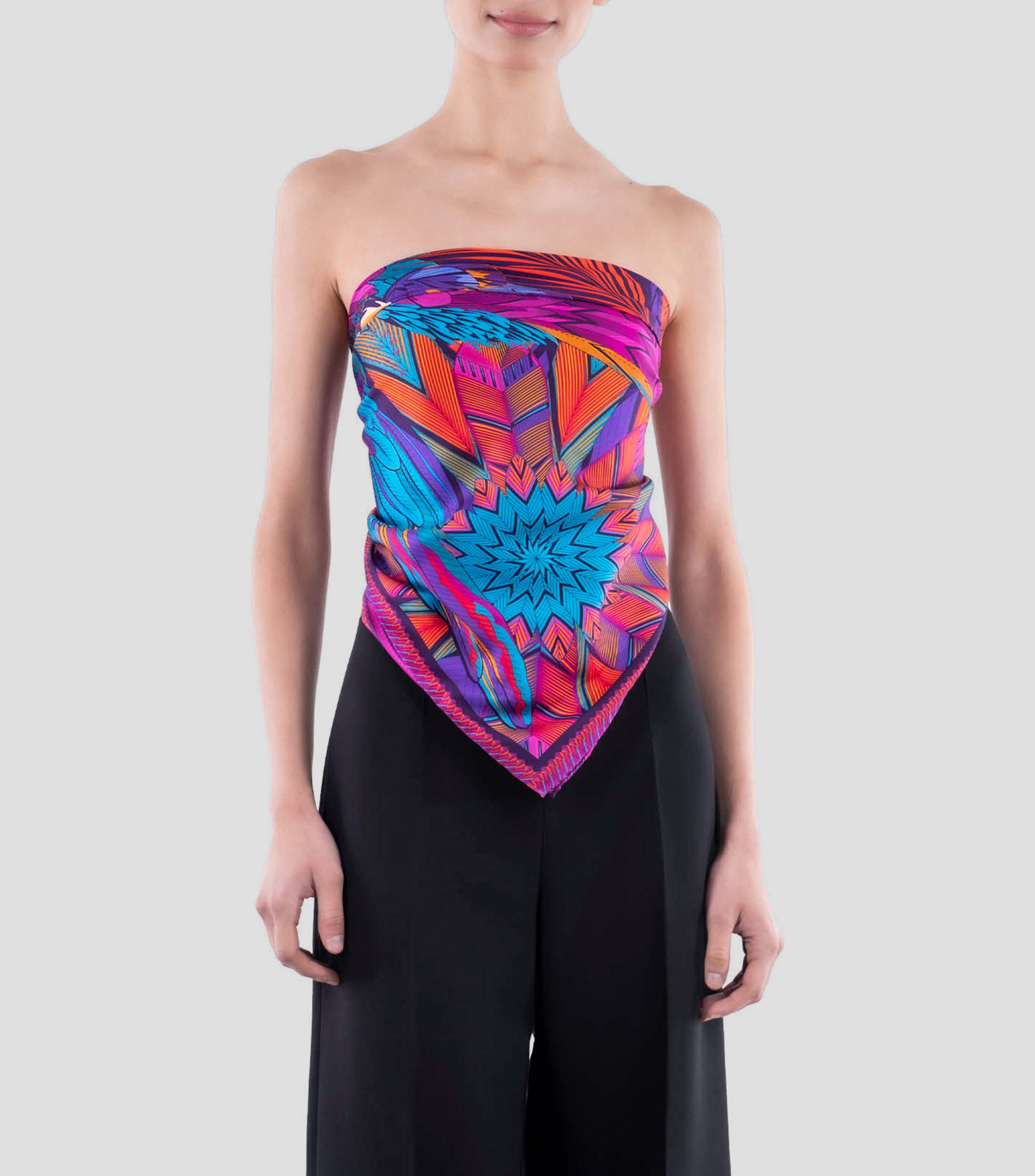 Mascada de seda estampada Mujer