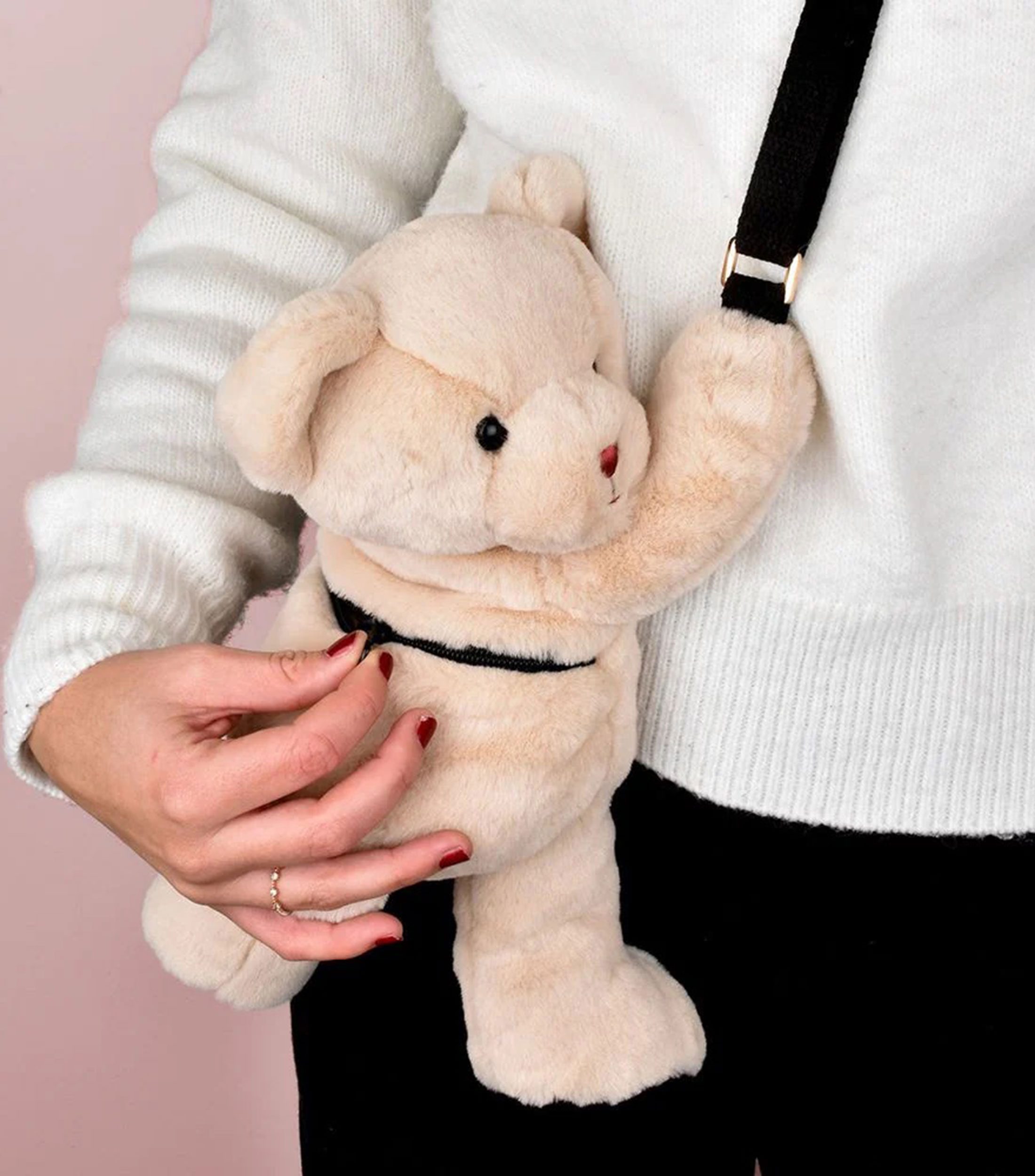 Oso blanco de peluche tipo bolsa