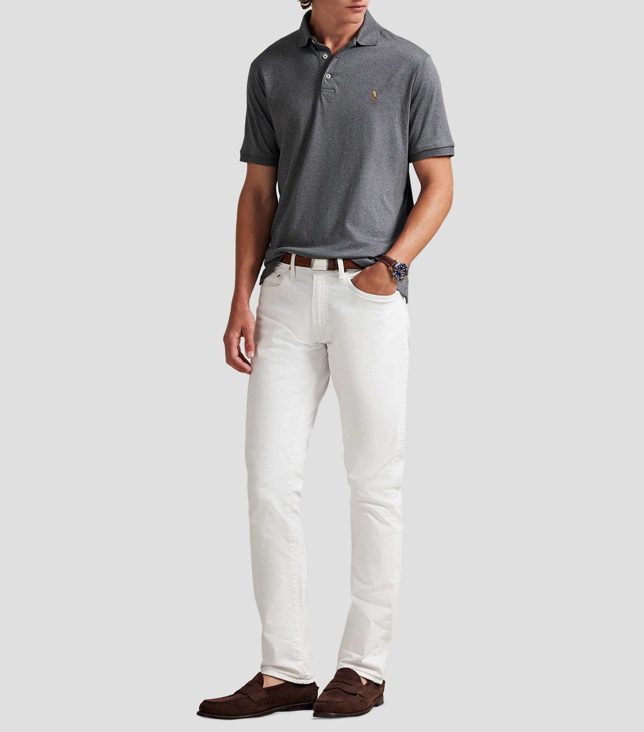Playera tipo polo manga corta lisa Hombre