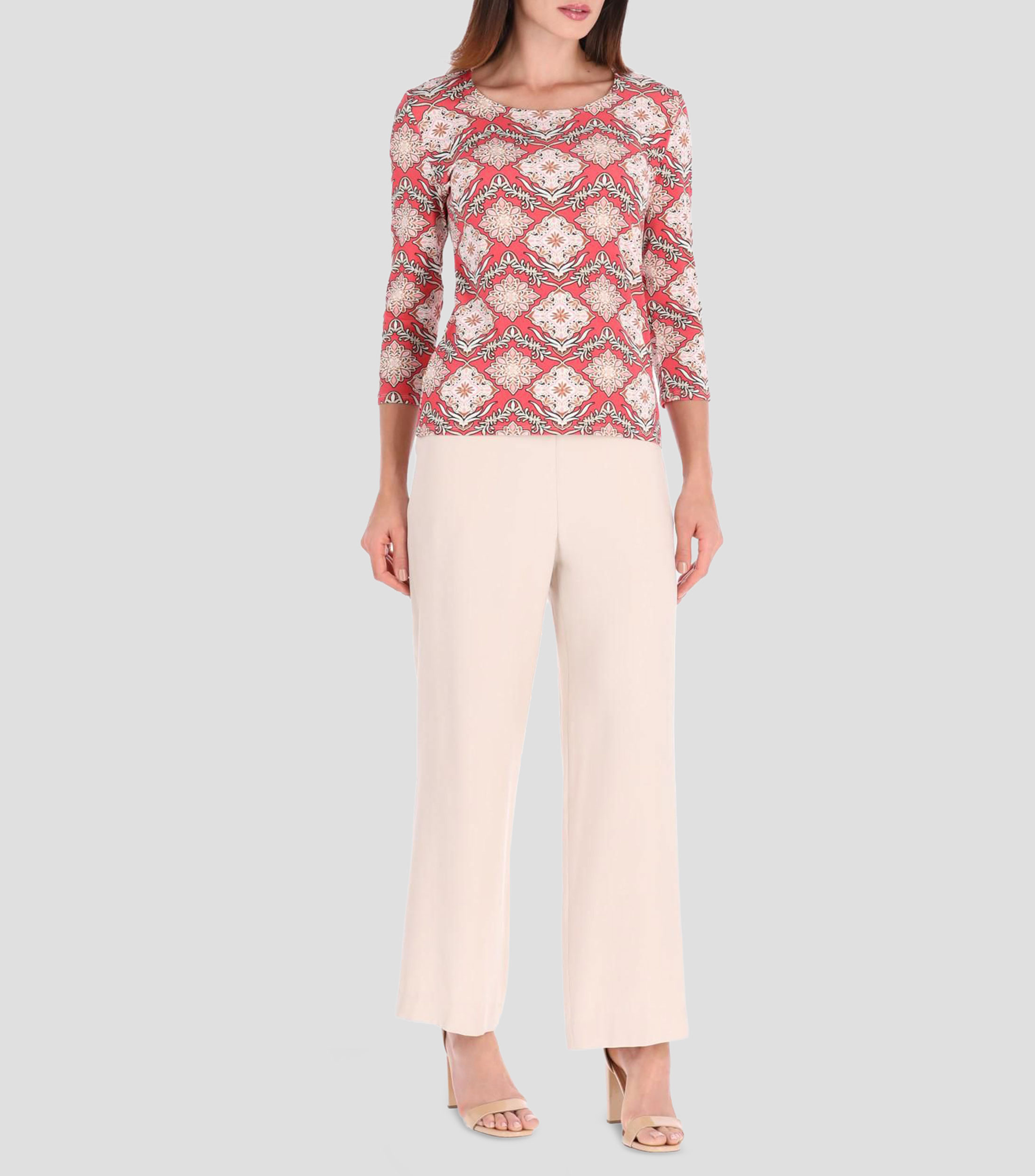 Blusa estampada manga 3/4 Mujer