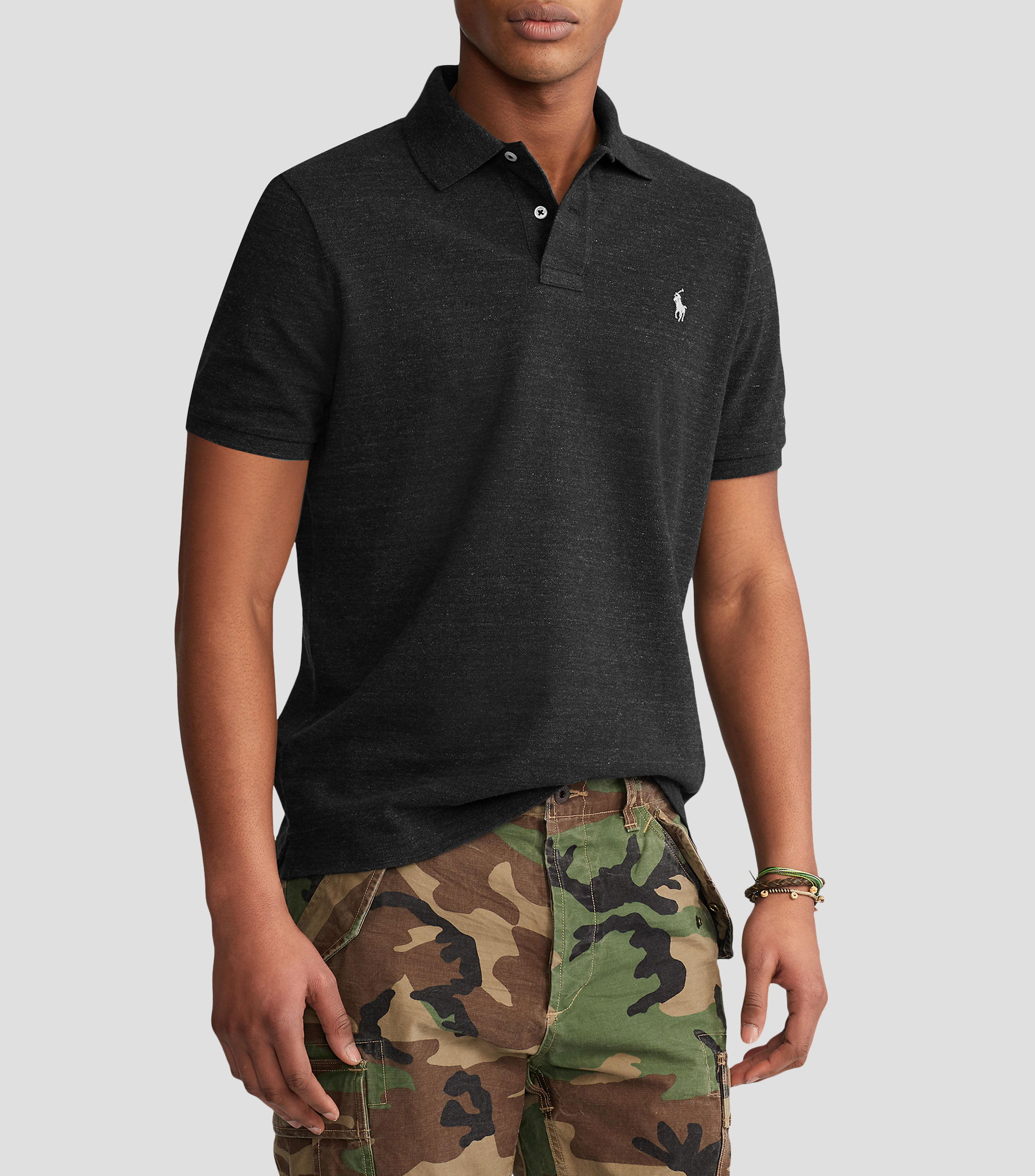 Playera tipo polo manga corta jaspeada Hombre