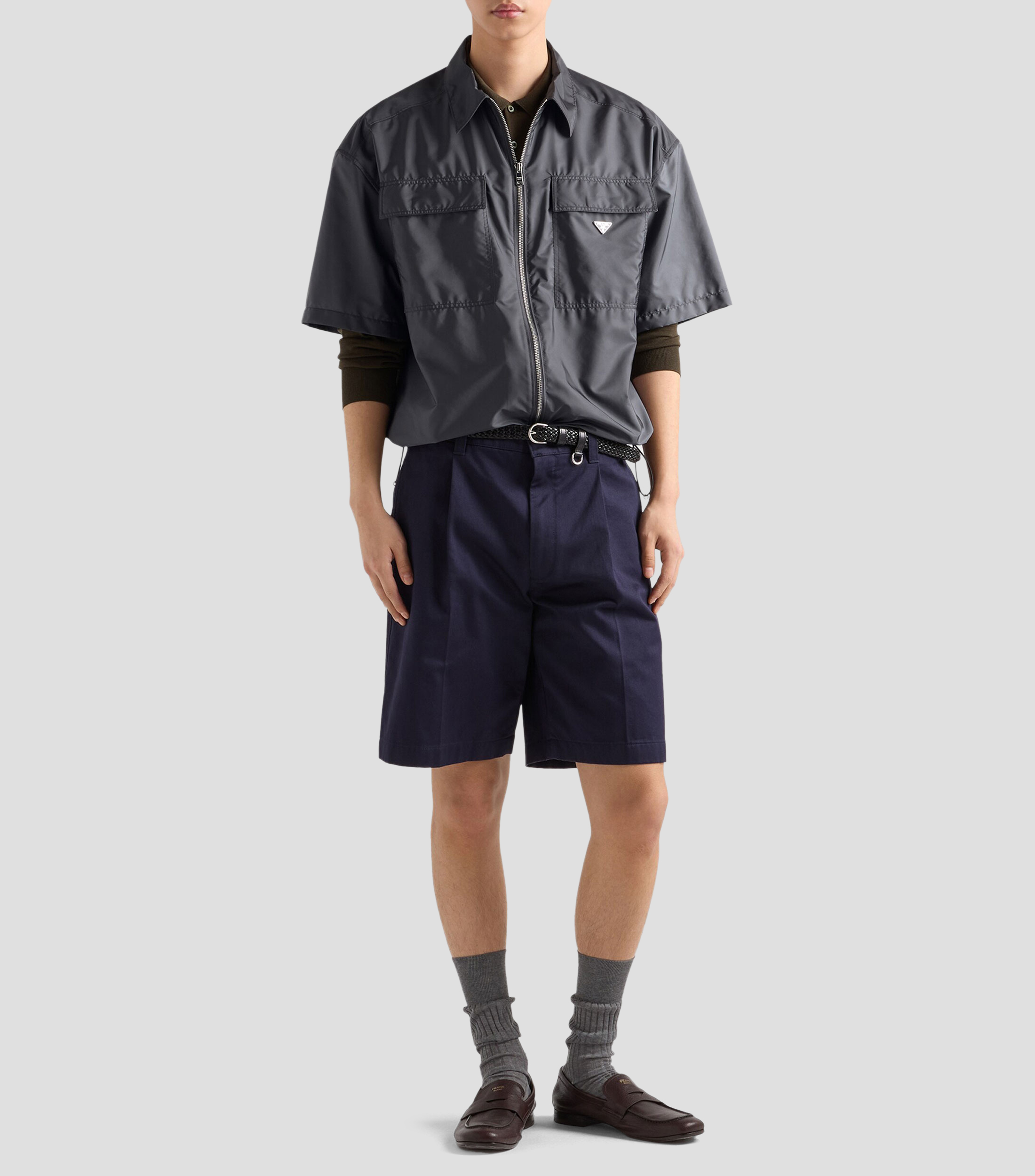 Camisa lisa con manga corta Hombre