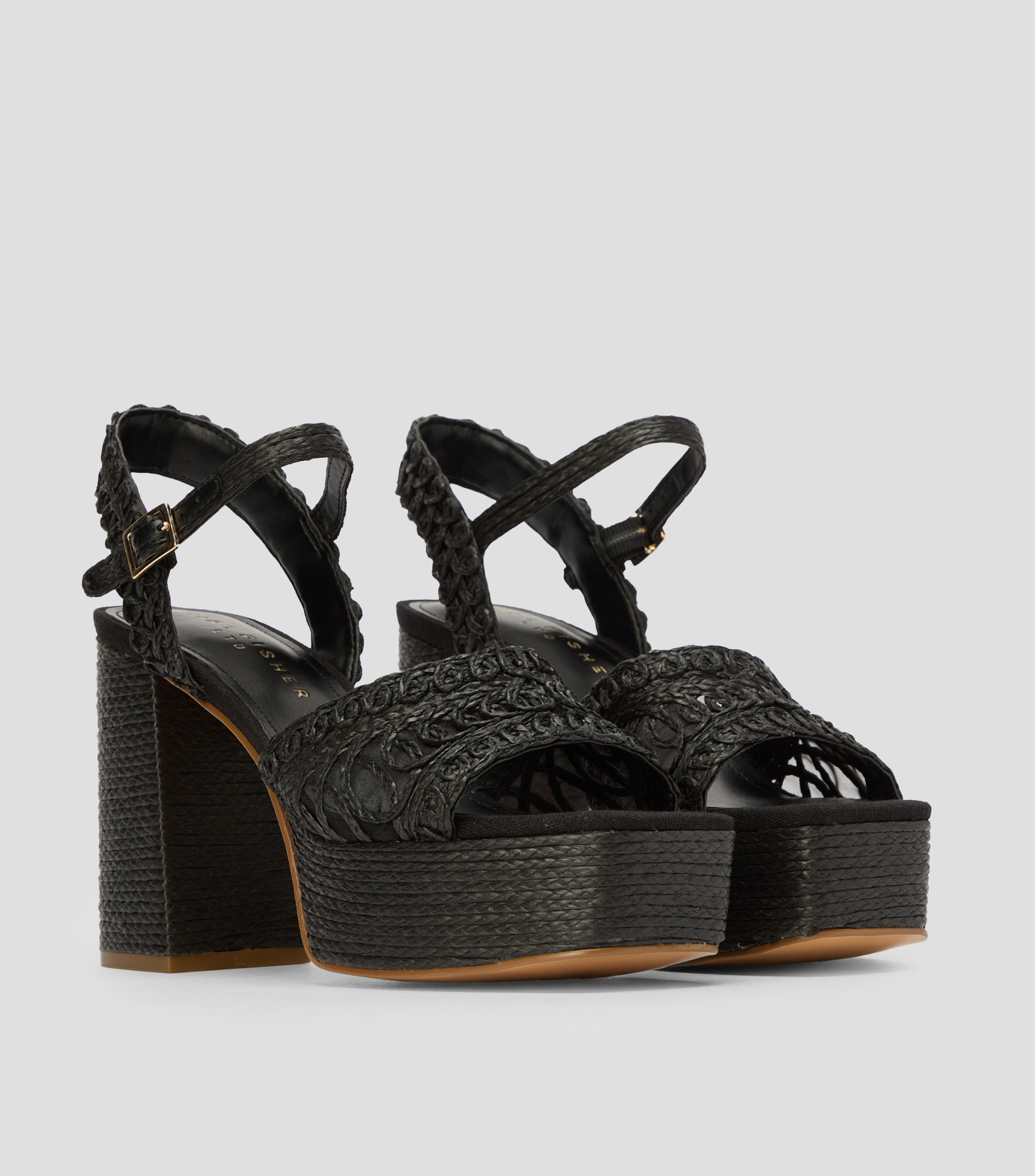 Sandalias casuales tacón alto ancho lisas Mujer