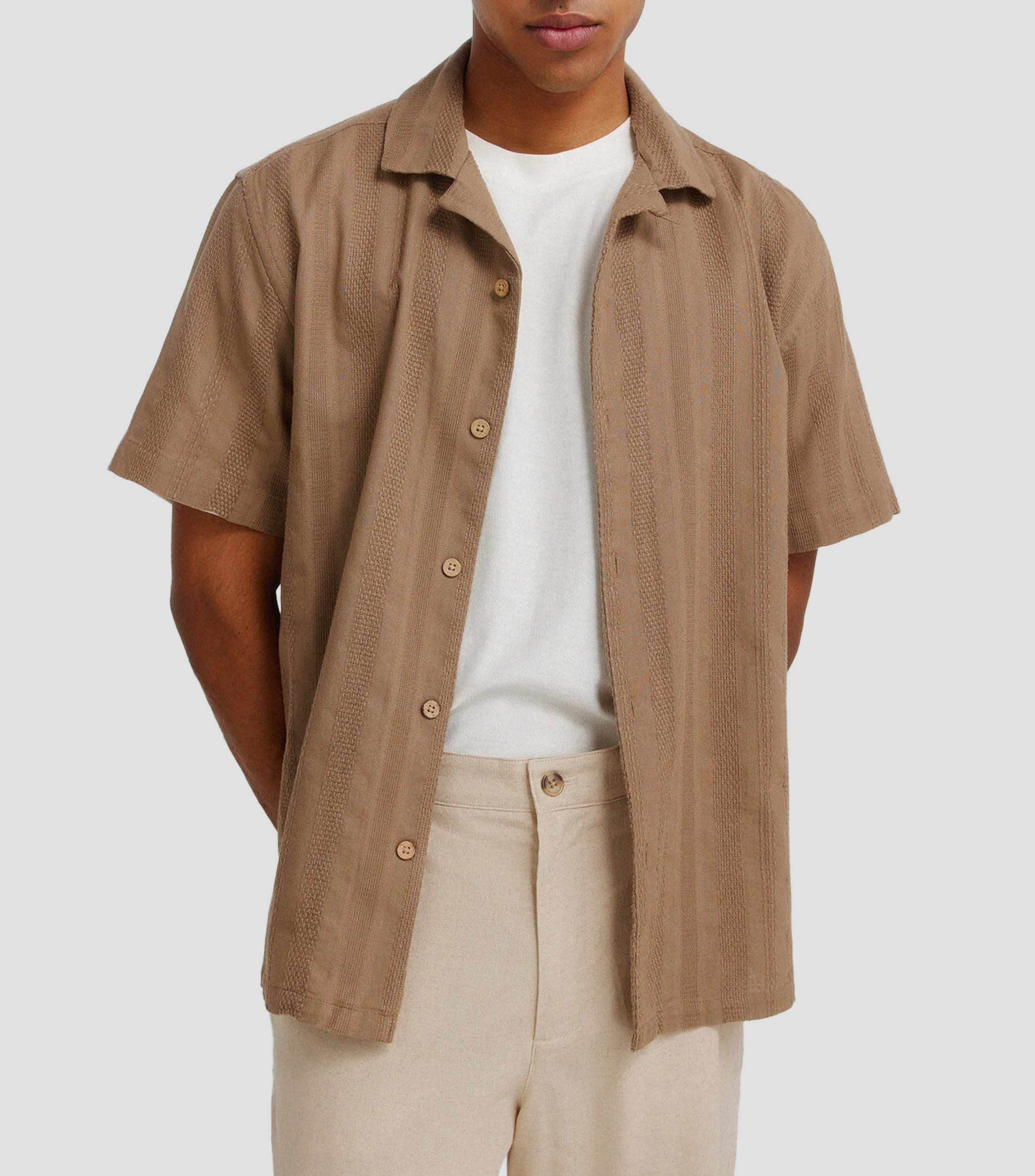 Camisa sólido manga corta Hombre