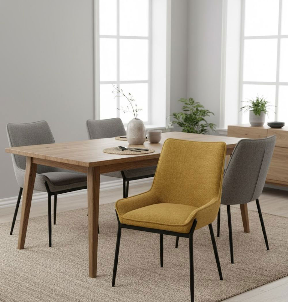 Silla Calgary en tela spuma metal Mostaza