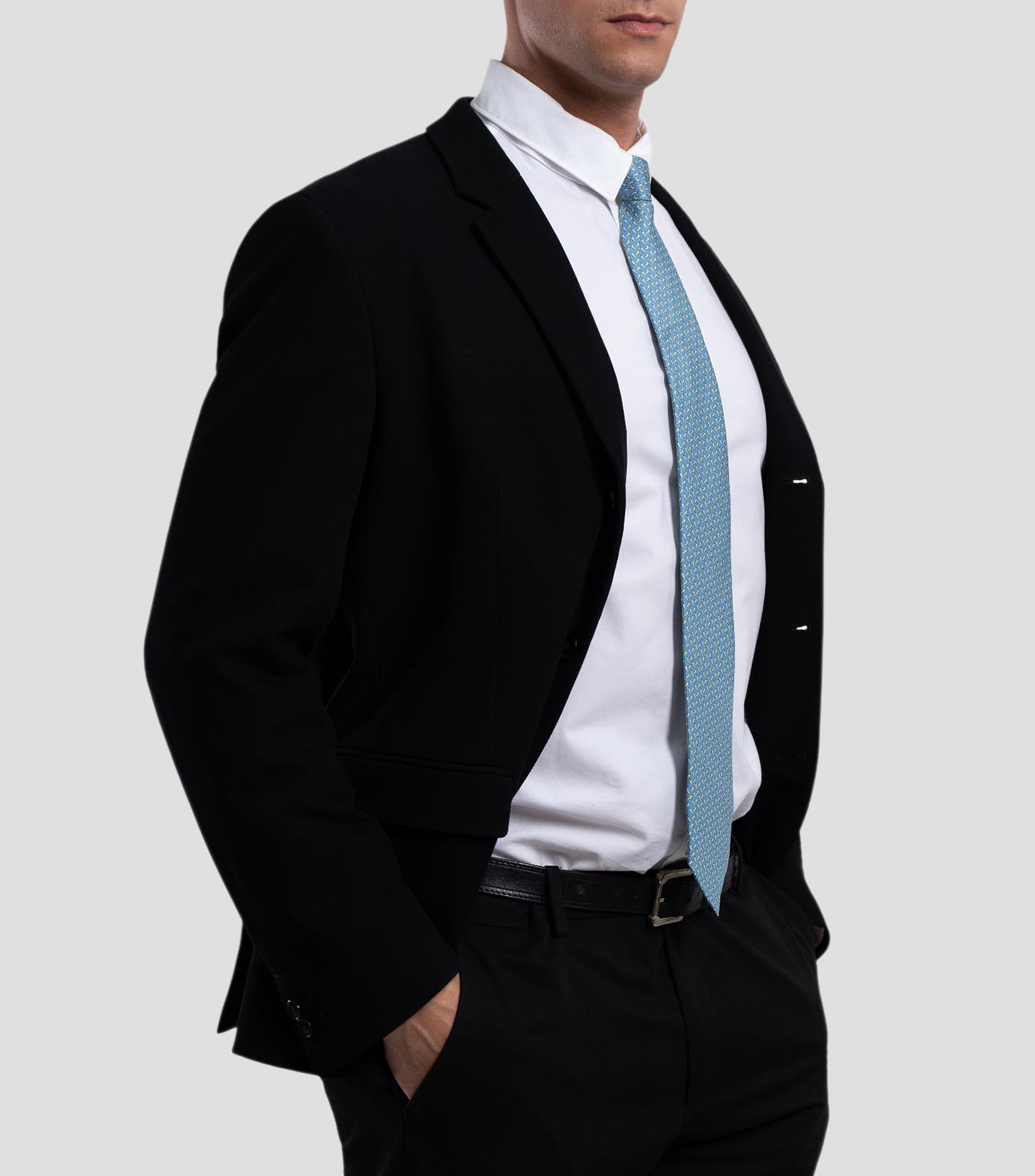 Corbata ancha de seda turquesa estampada Chiles de México