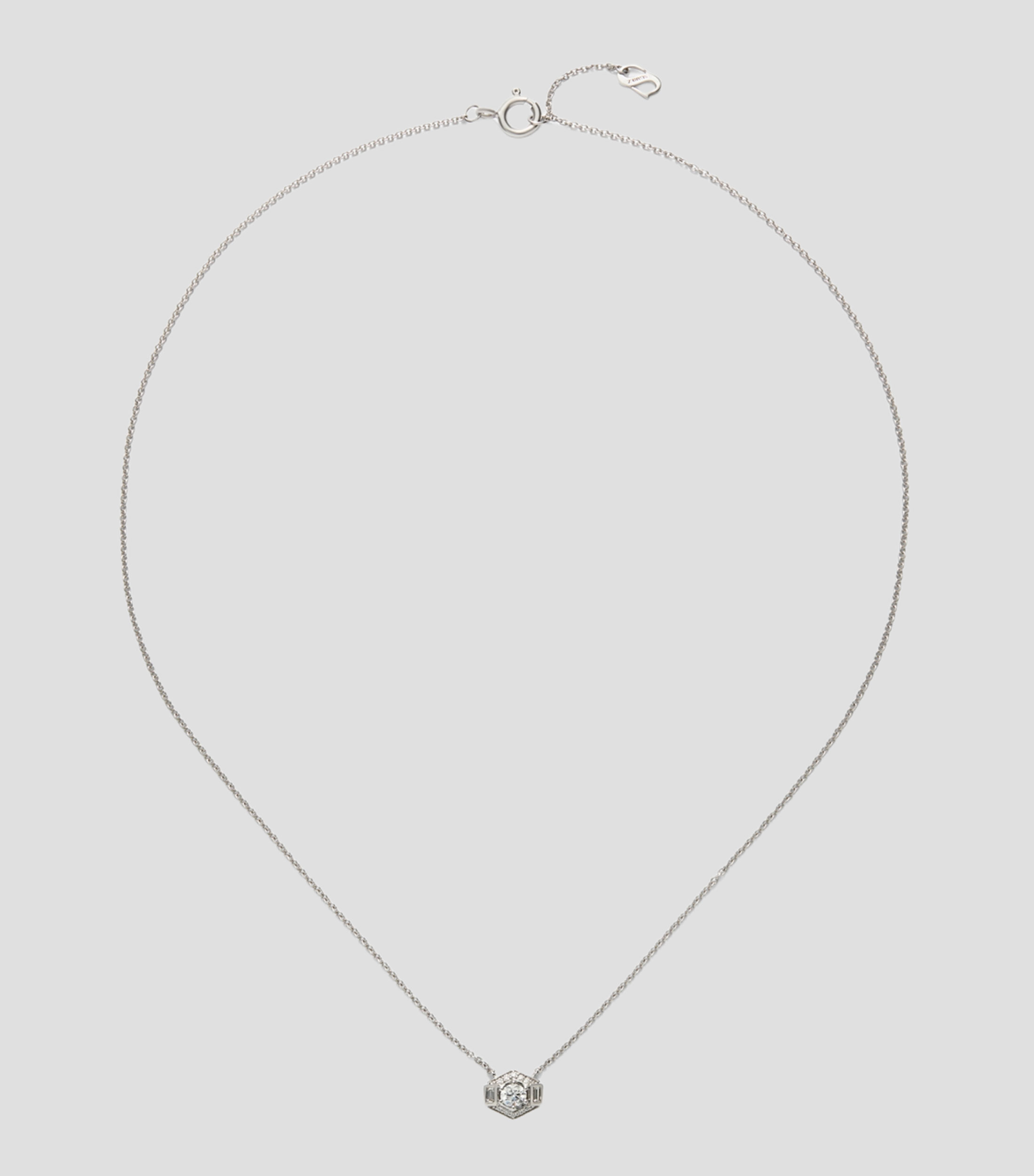 Collar en oro blanco de 18 Kilates con diamante Compromiso Decó Mujer