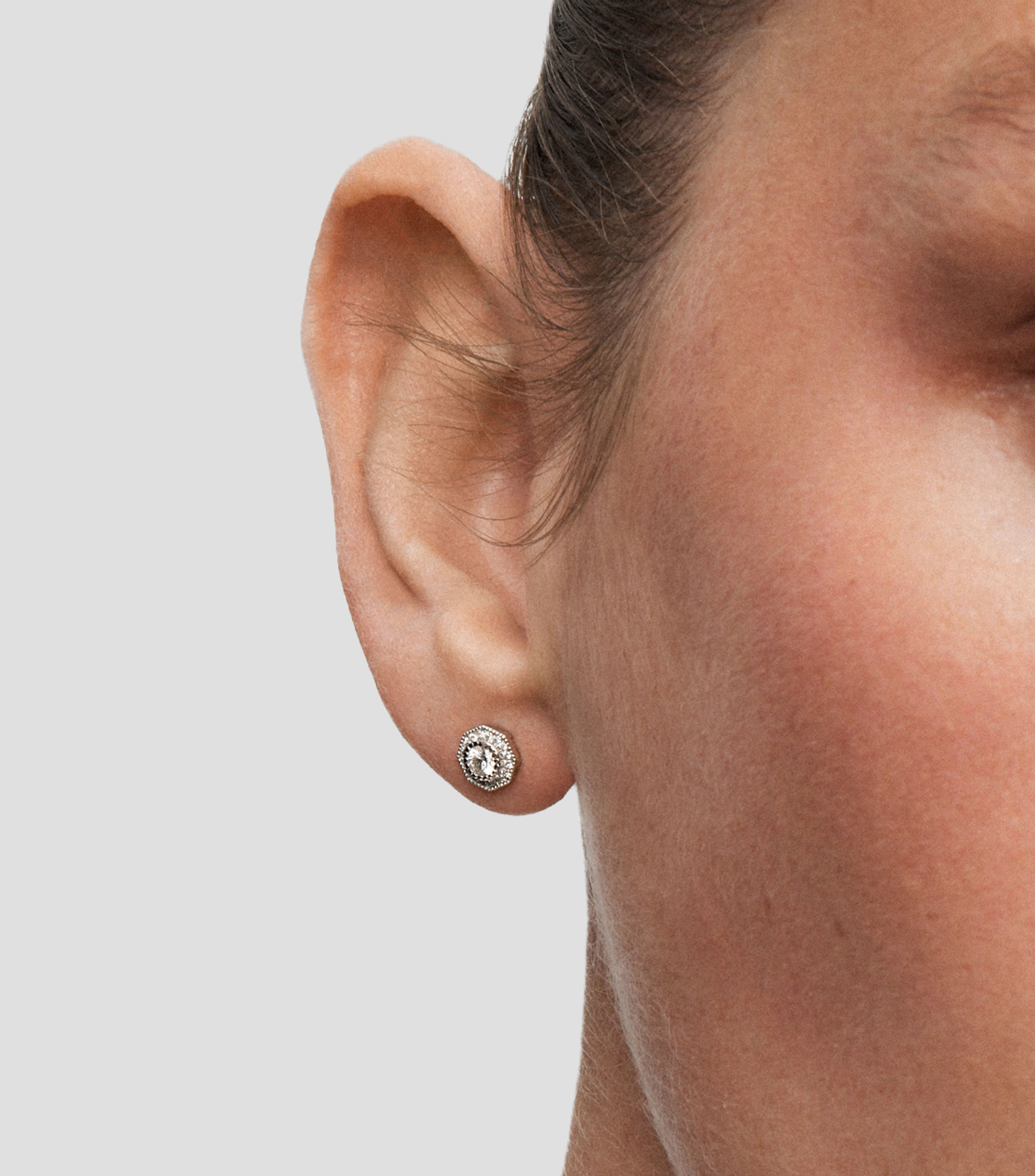 Aretes en oro blanco de 18 kilates con diamantes Grace Mujer