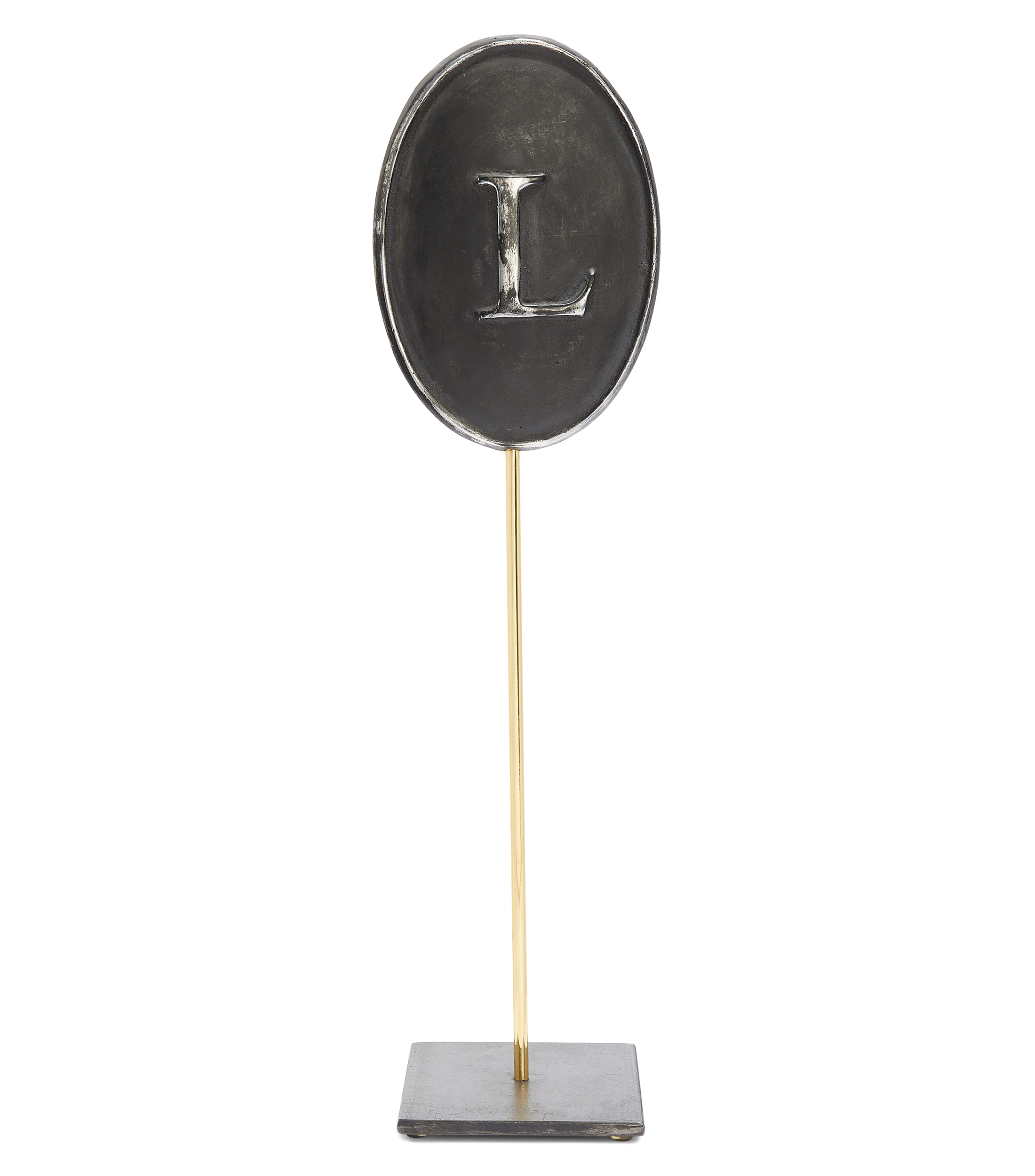 Figura de Medallón Ovalado Letra L en Aluminio