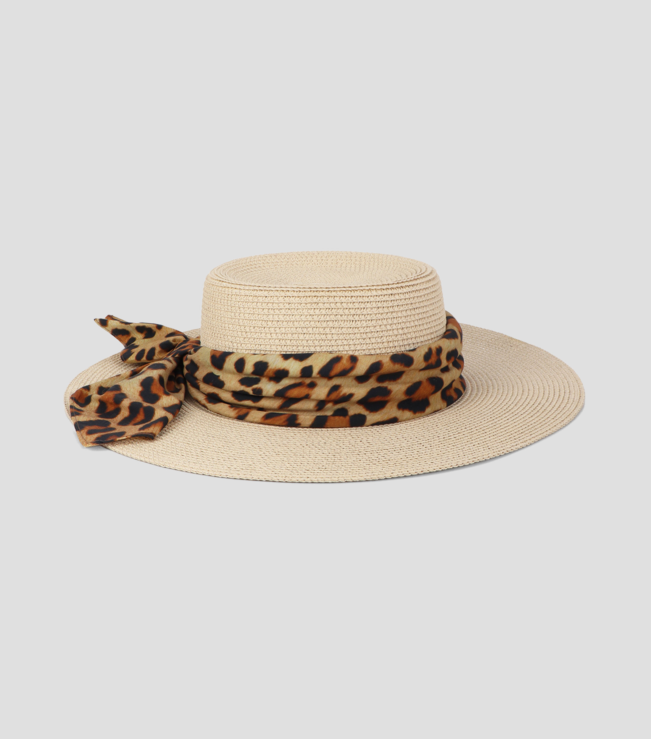 Sombrero de playa con lazada estampada Mujer