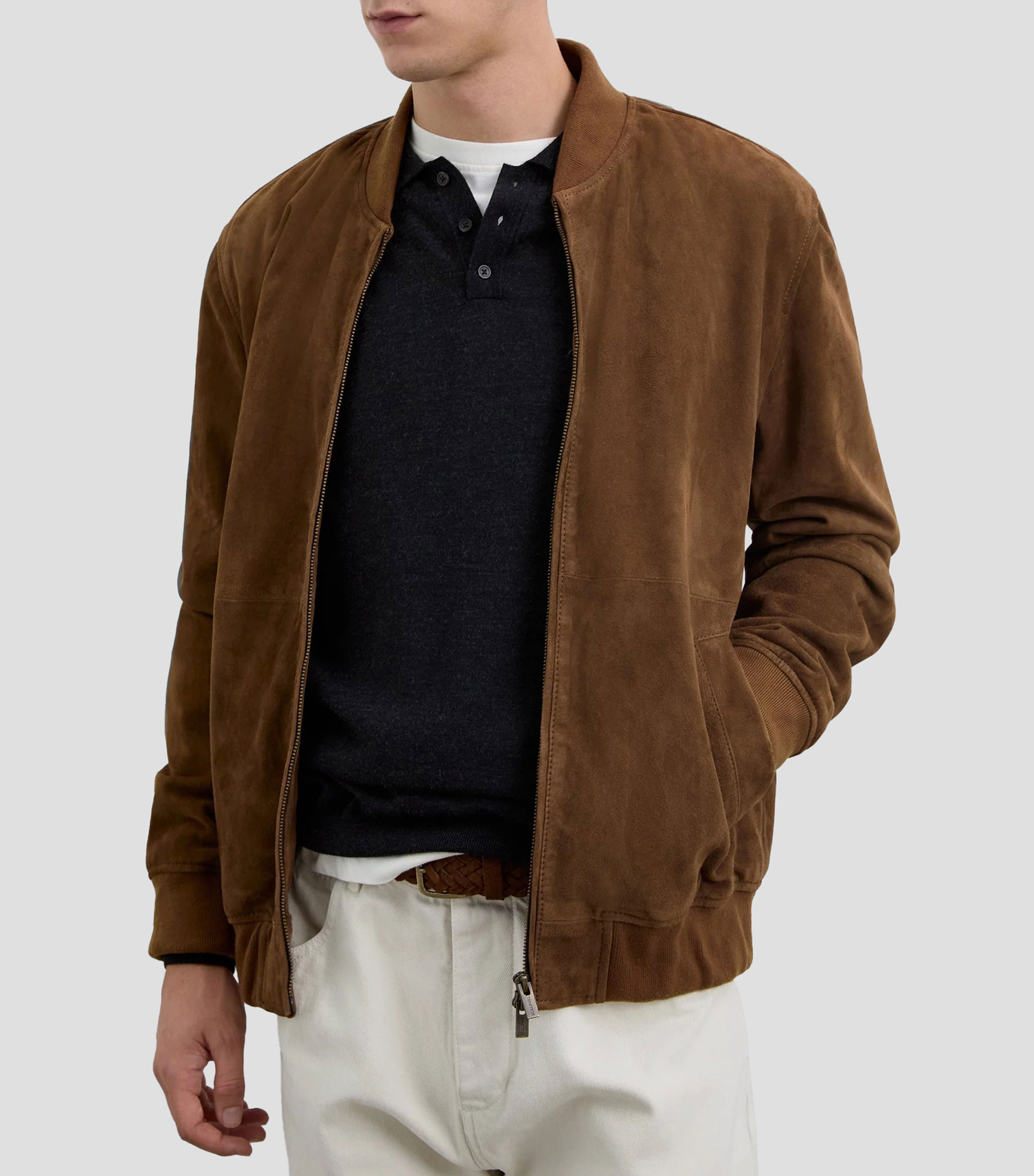 Chamarra Bomber en piel Hombre