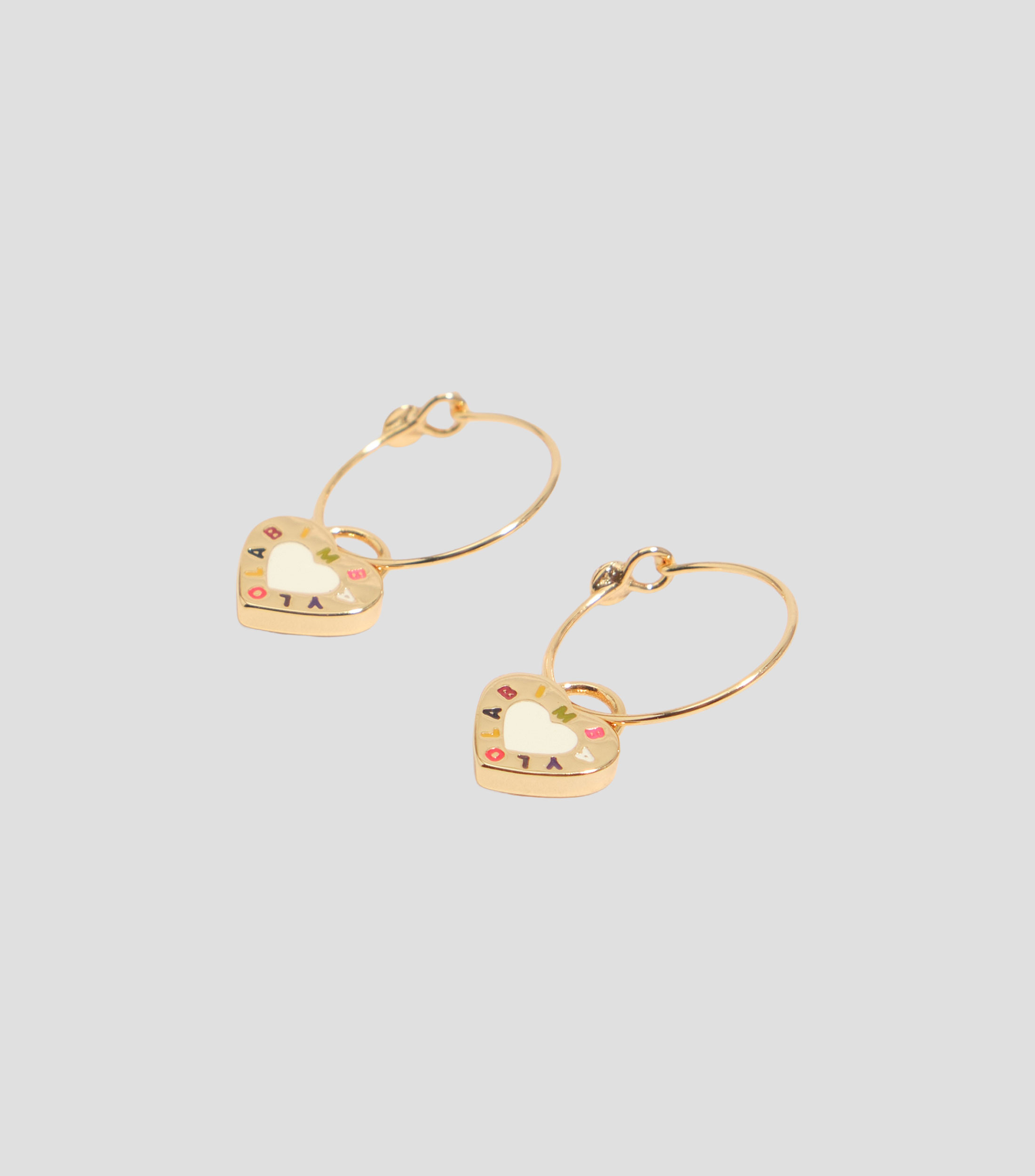 Pendientes aro logo corazón marfil Mujer