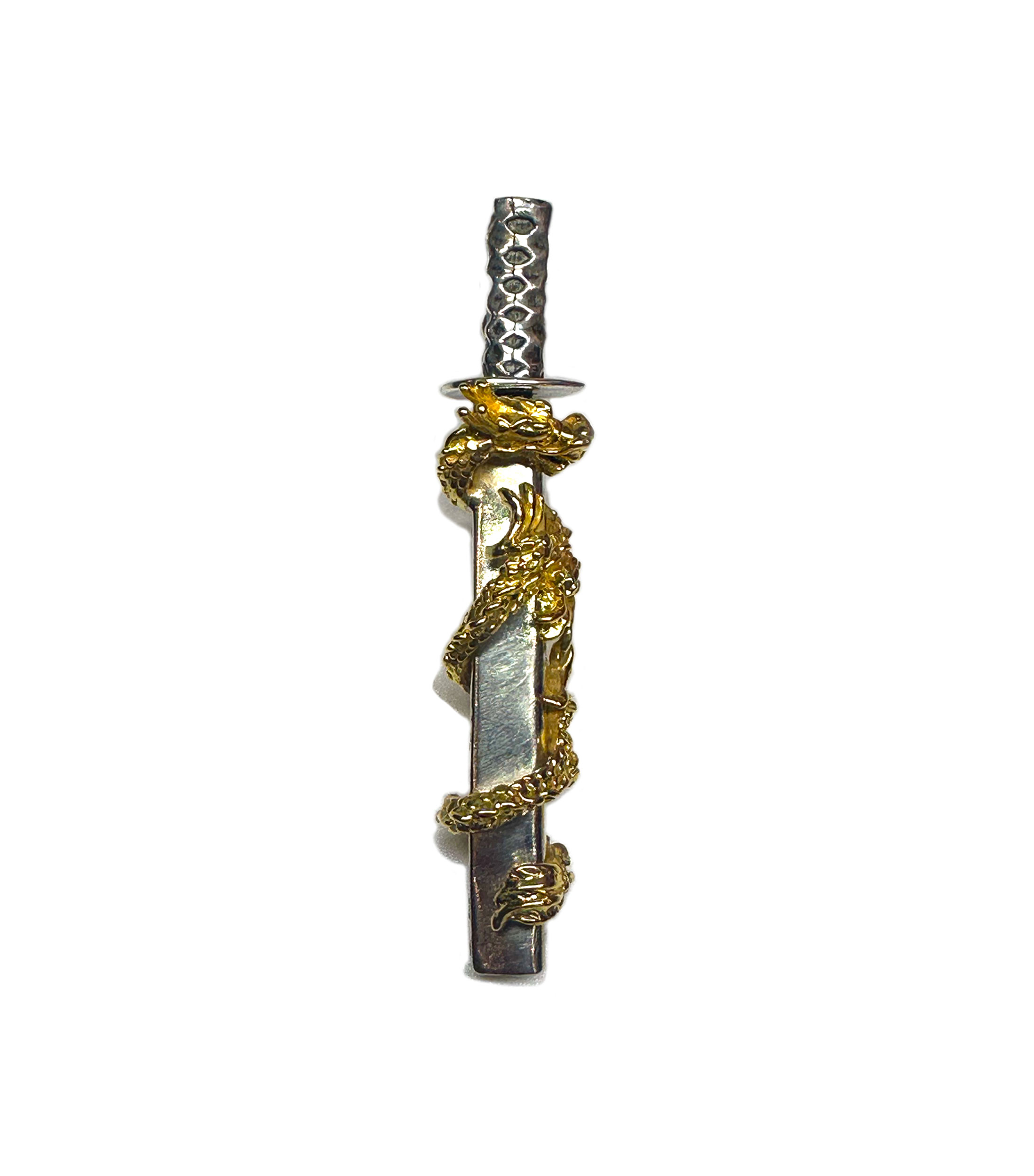 Dije en Oro de 14 Kilates Dragon Samurai Katana Unisex