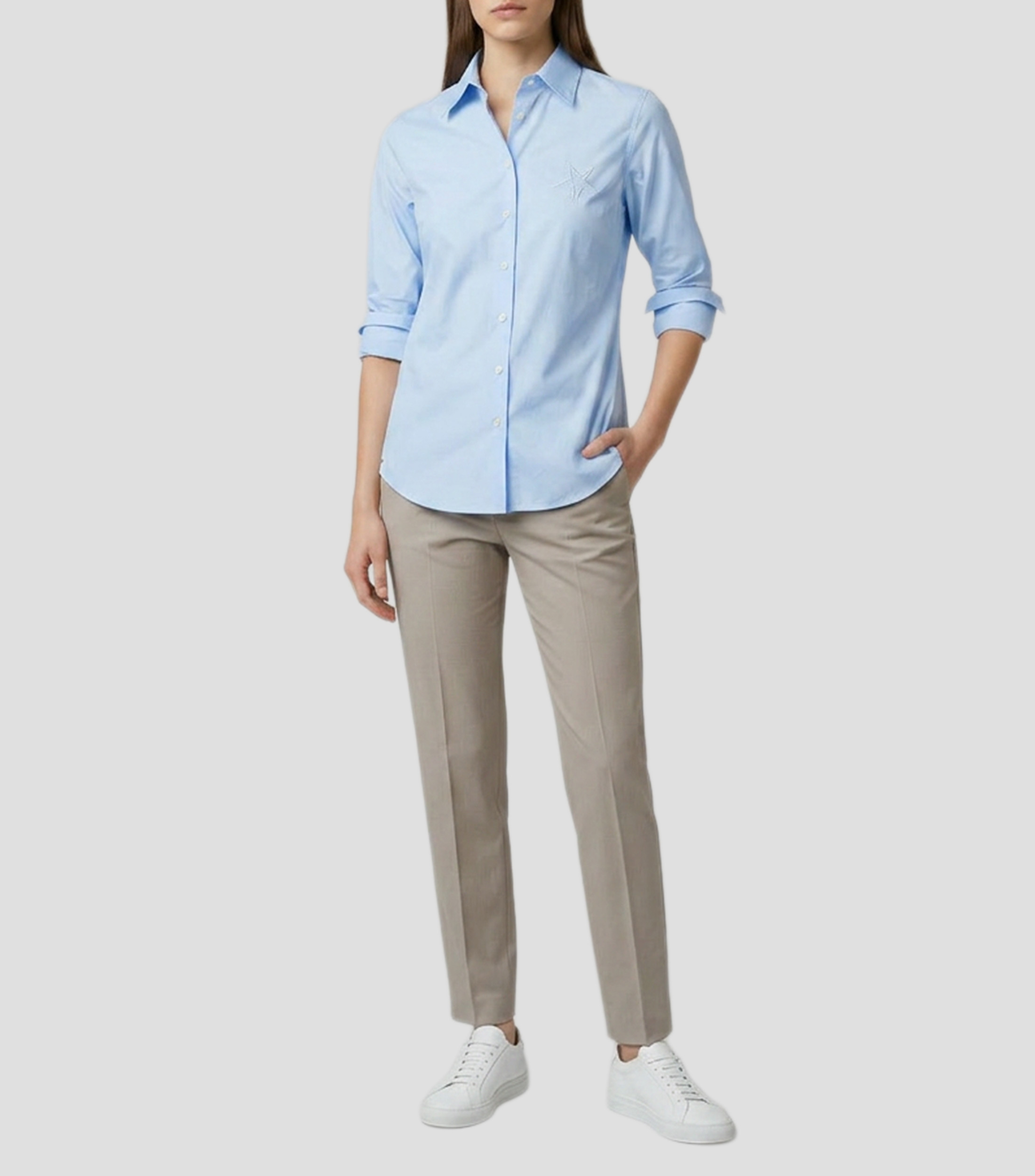 Camisa lisa manga larga Mujer