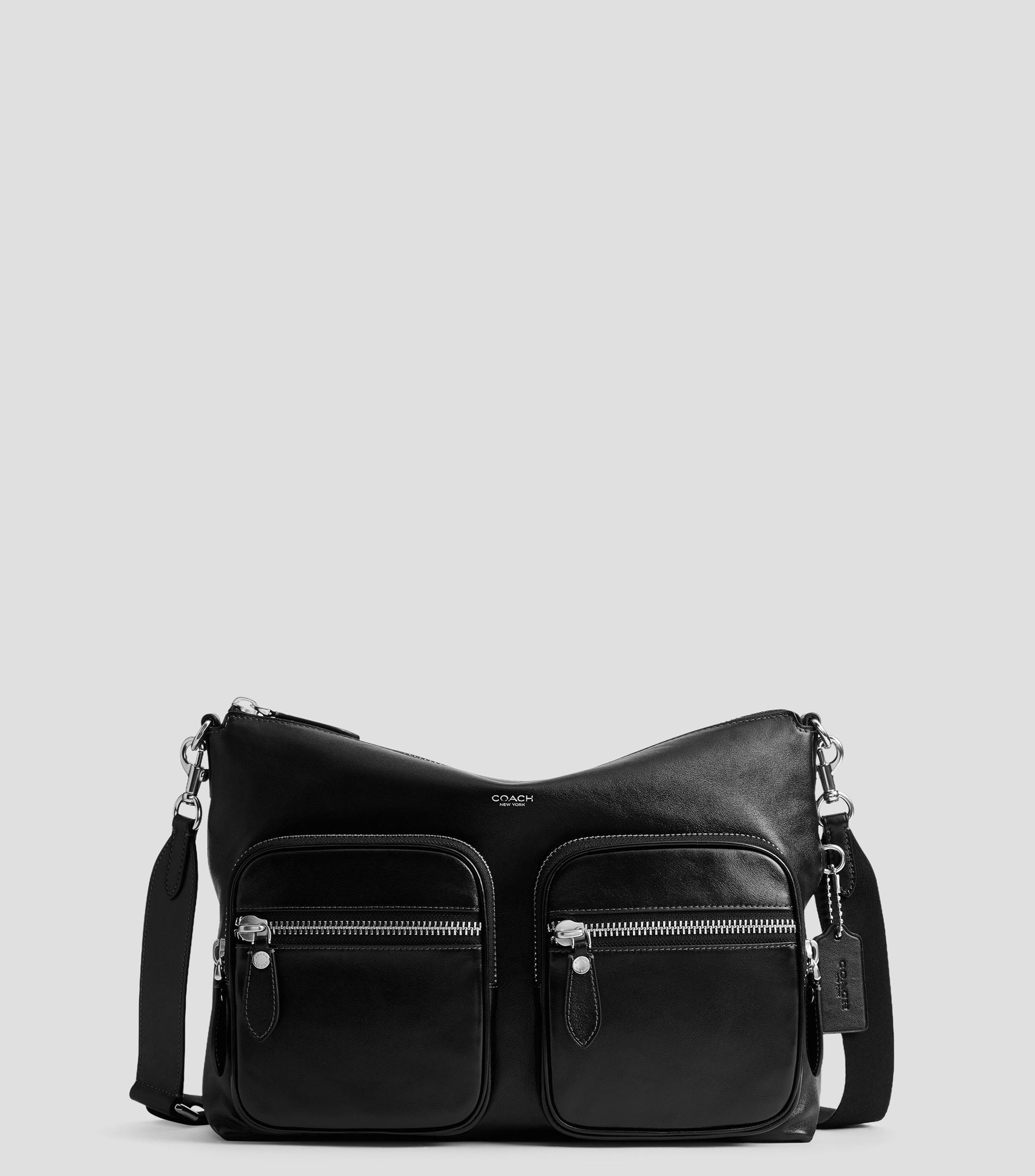 Bolso Messenger en piel Domino liso Hombre