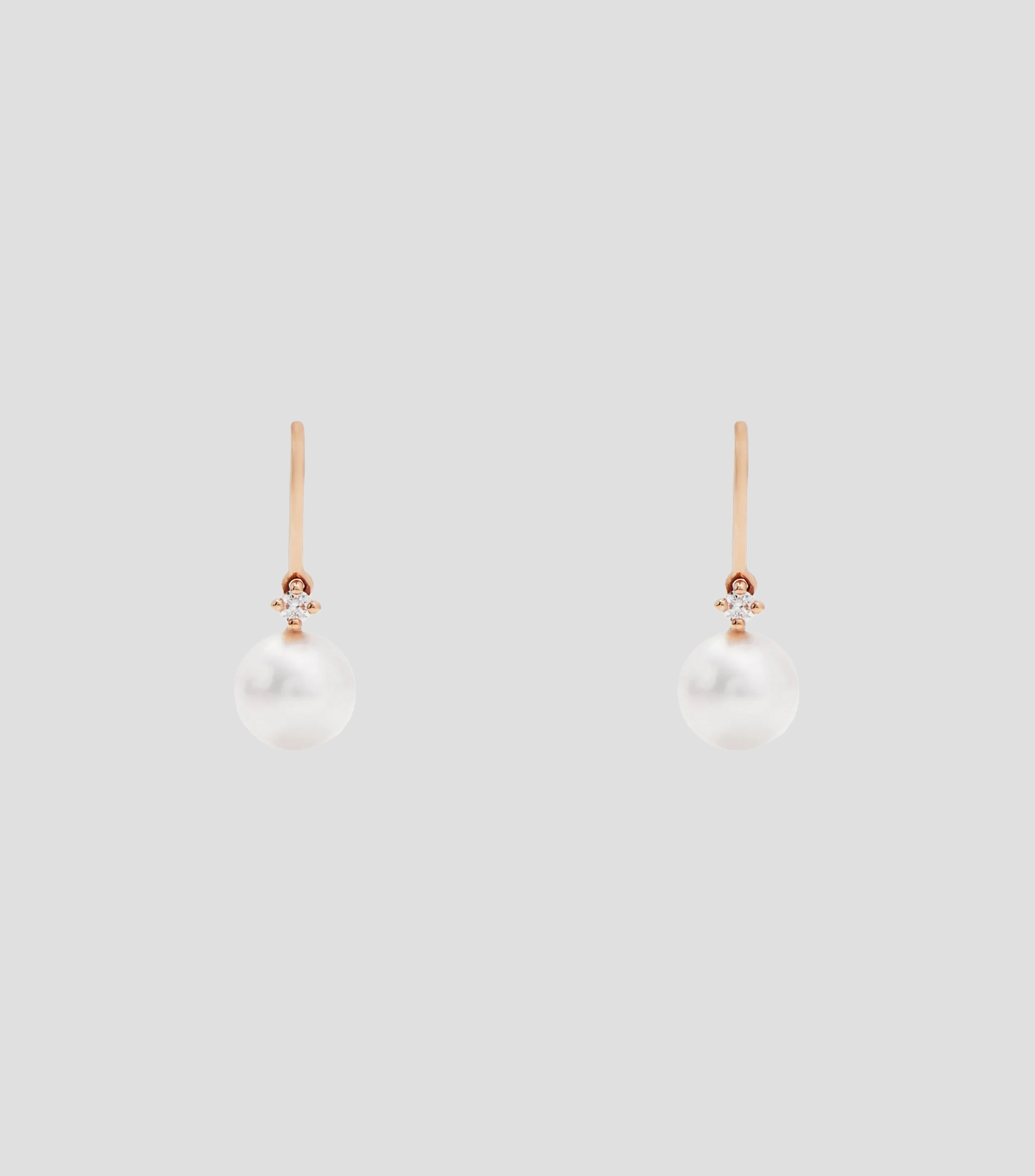Aretes en Oro rosa de 18 Kilates con perla y diamante Mujer