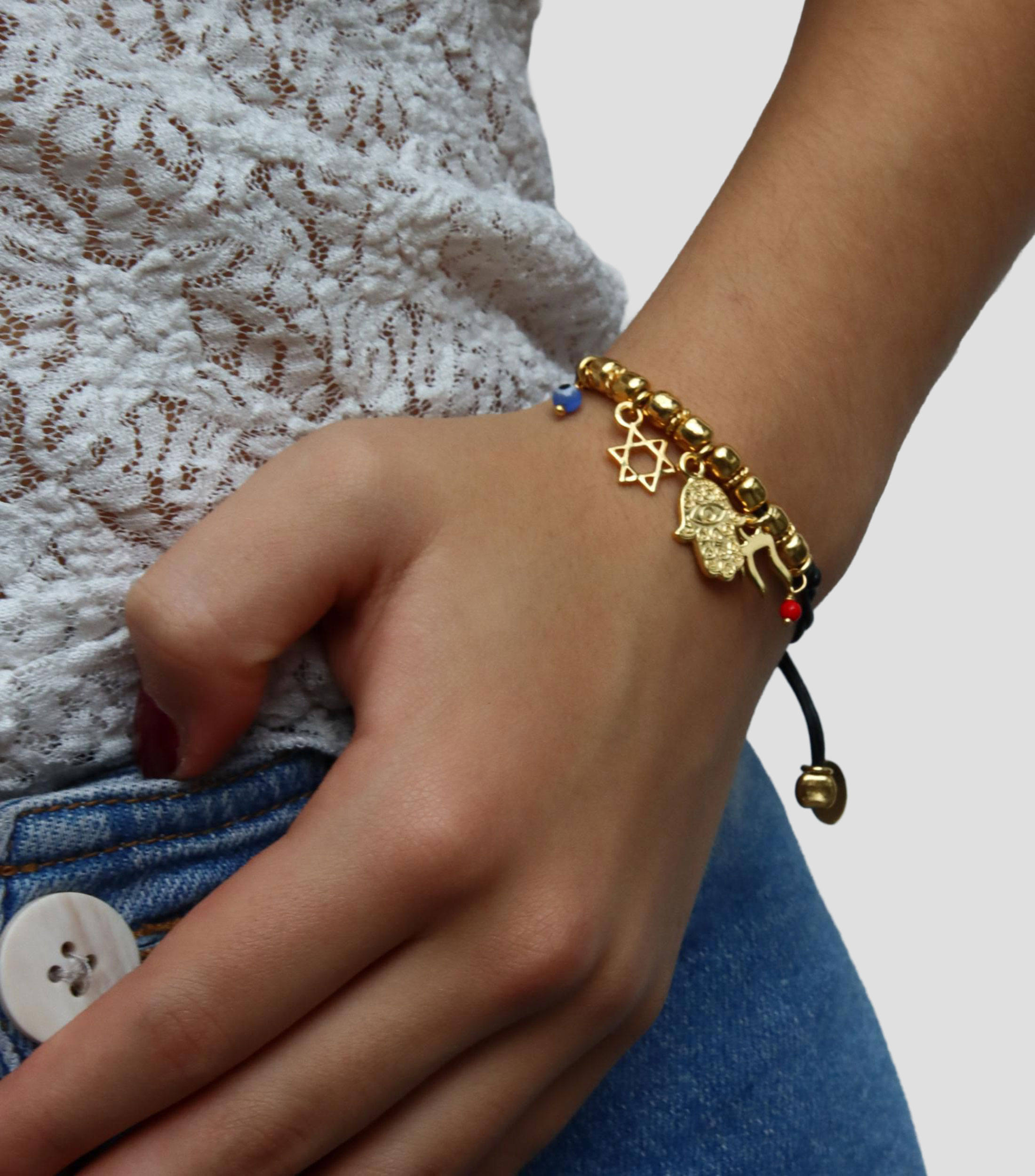Pulsera con dijes judíos Mujer