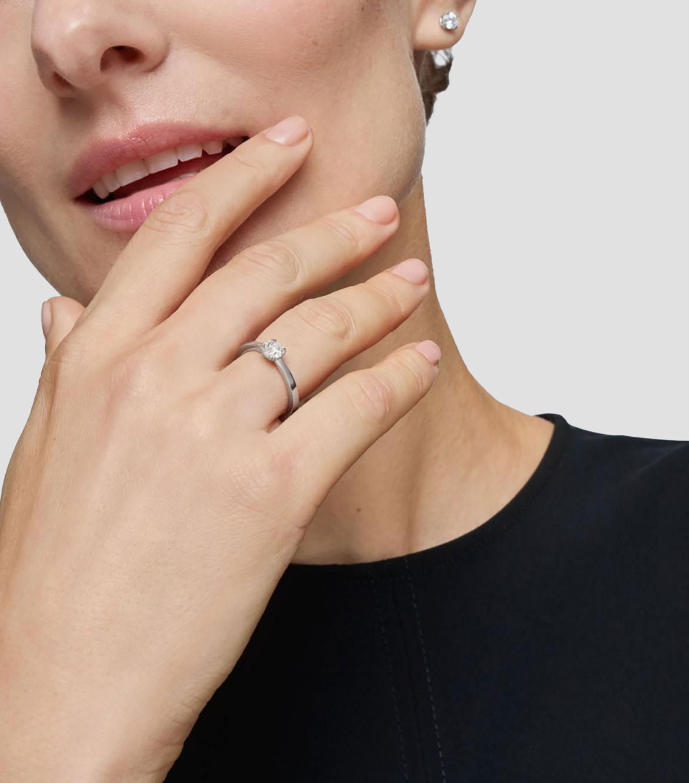 Anillo solitario Essentials LGD con incrustación de diamante Mujer