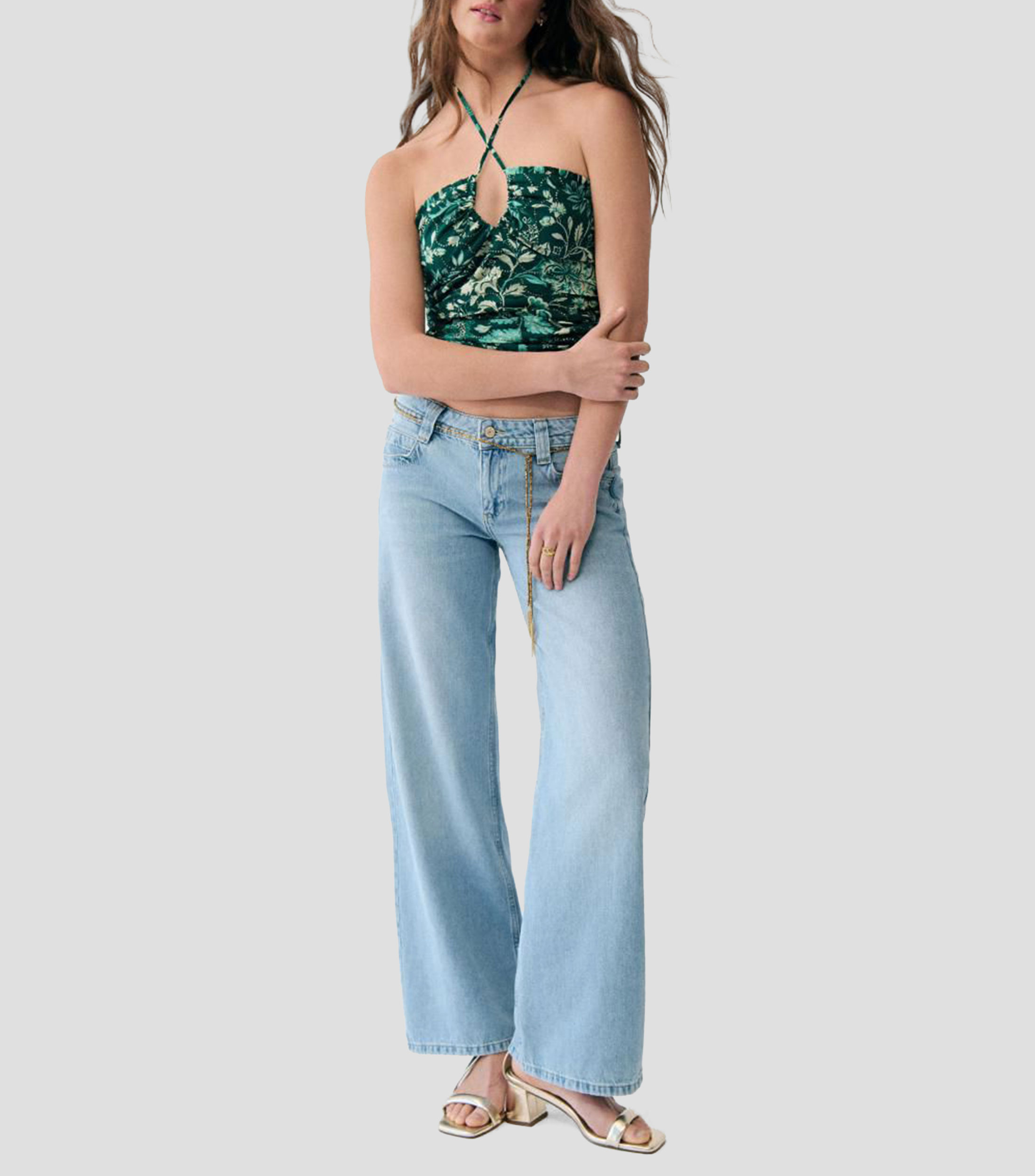 Blusa estampada sin mangas Mujer