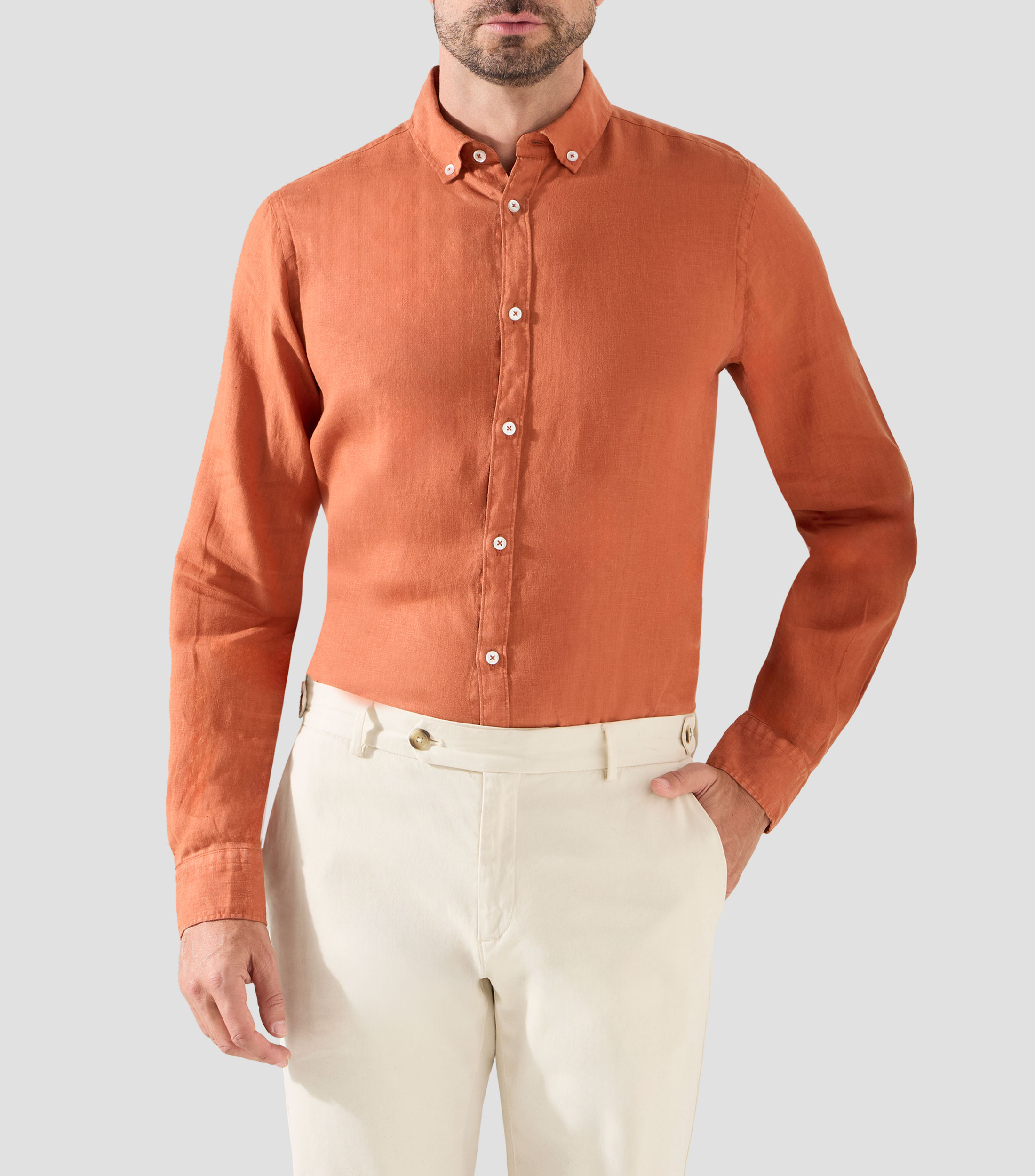 Camisa lisa manga larga Hombre
