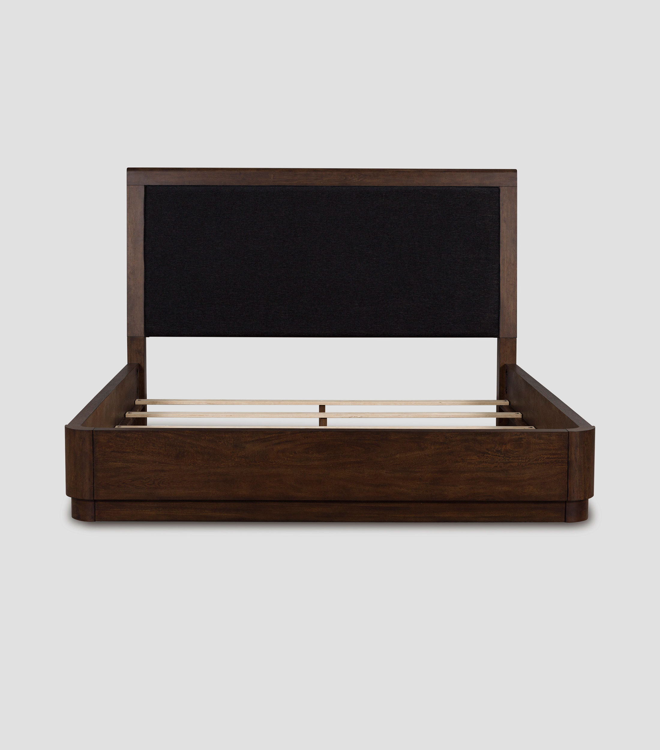 Cama king size Kenta en madera, chapa de mango y MDF