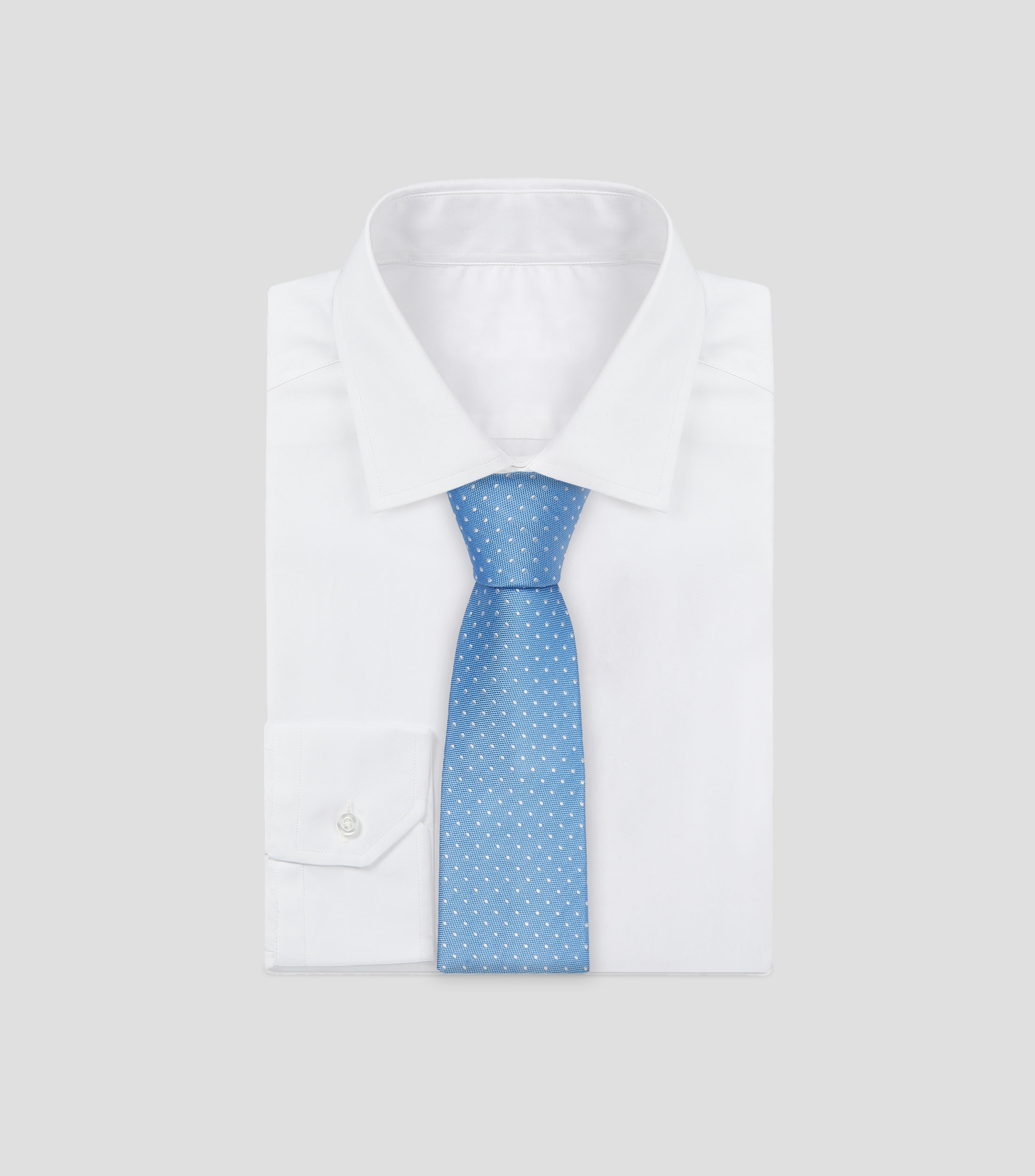Corbata ancha en seda azul claro con polkadots Brera