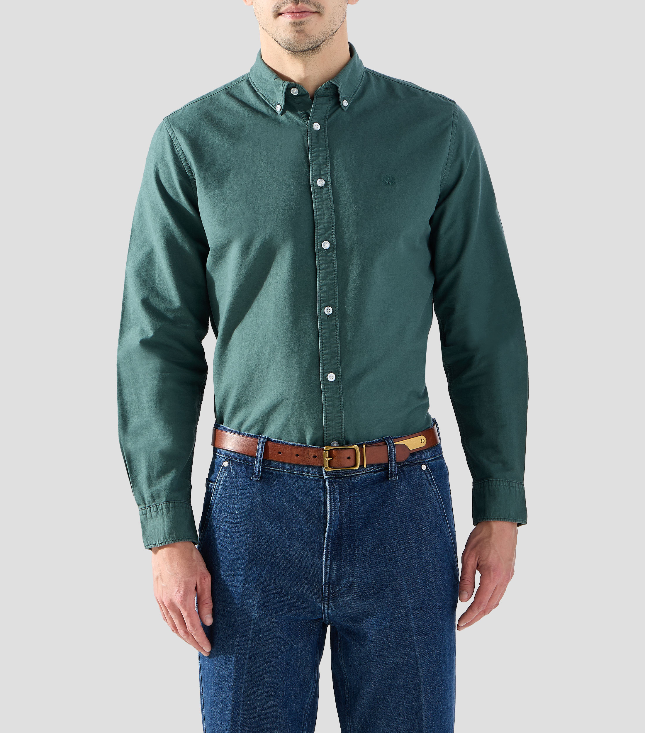 Camisa lisa manga larga Hombre