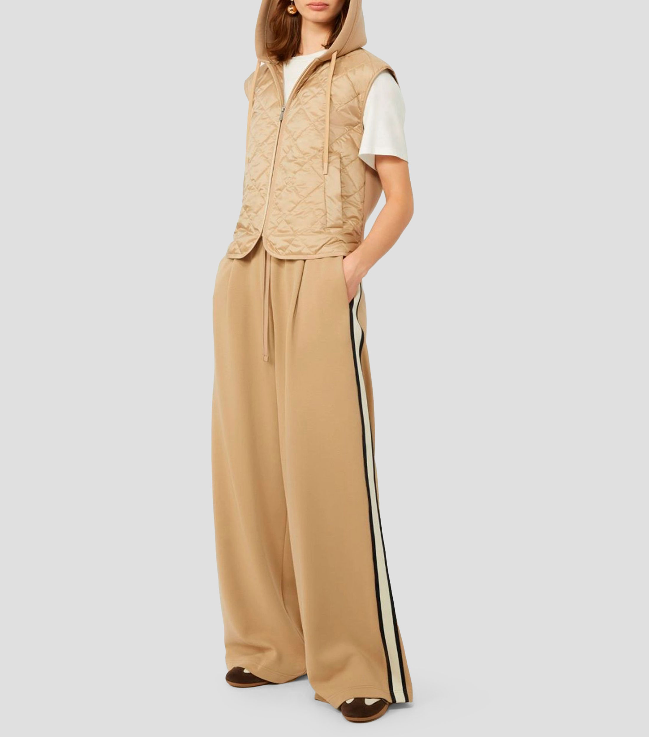 Chaleco acolchado con capucha liso Mujer