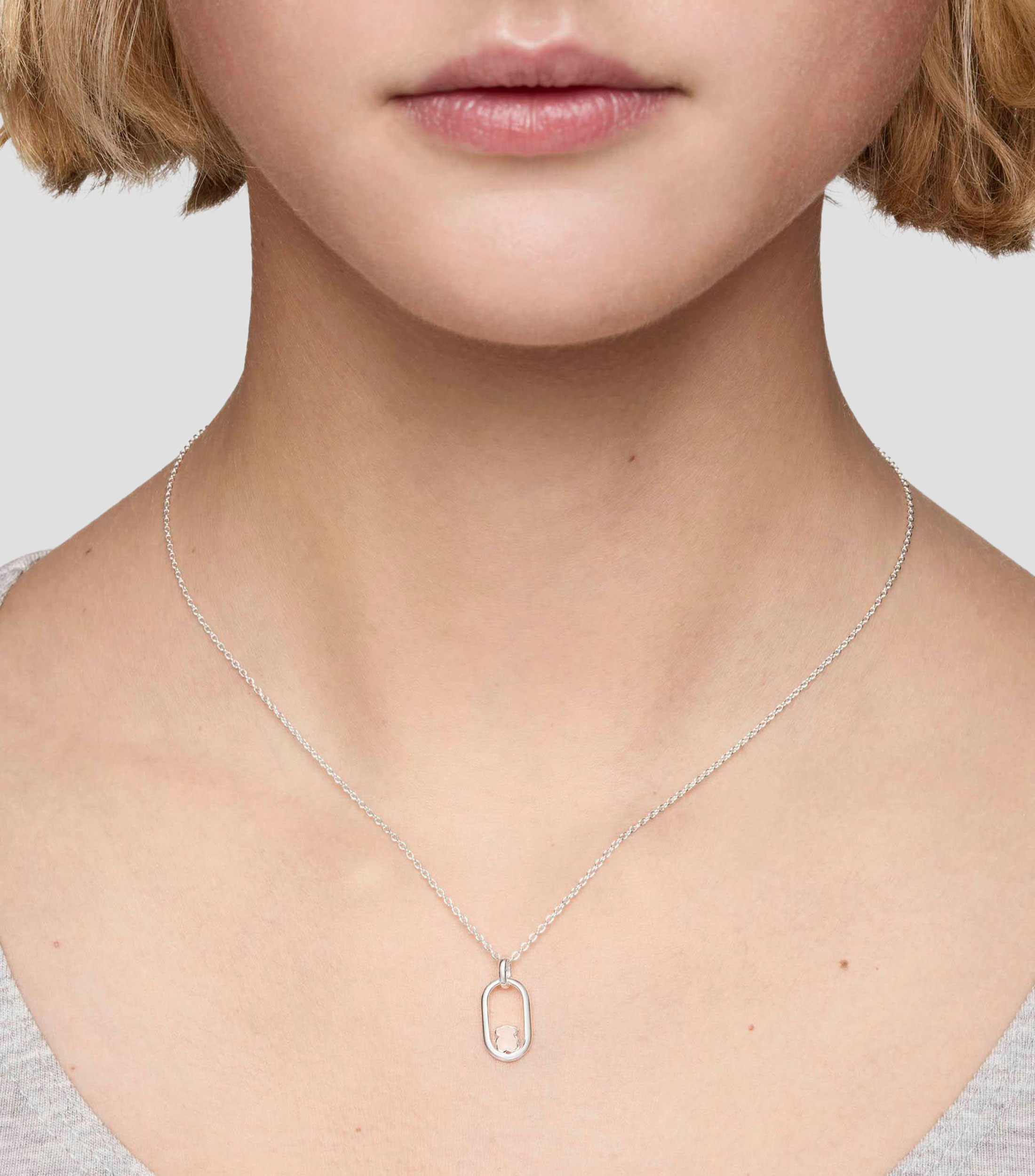 Collar en plata .925 Camille con cuarzo rosa Mujer
