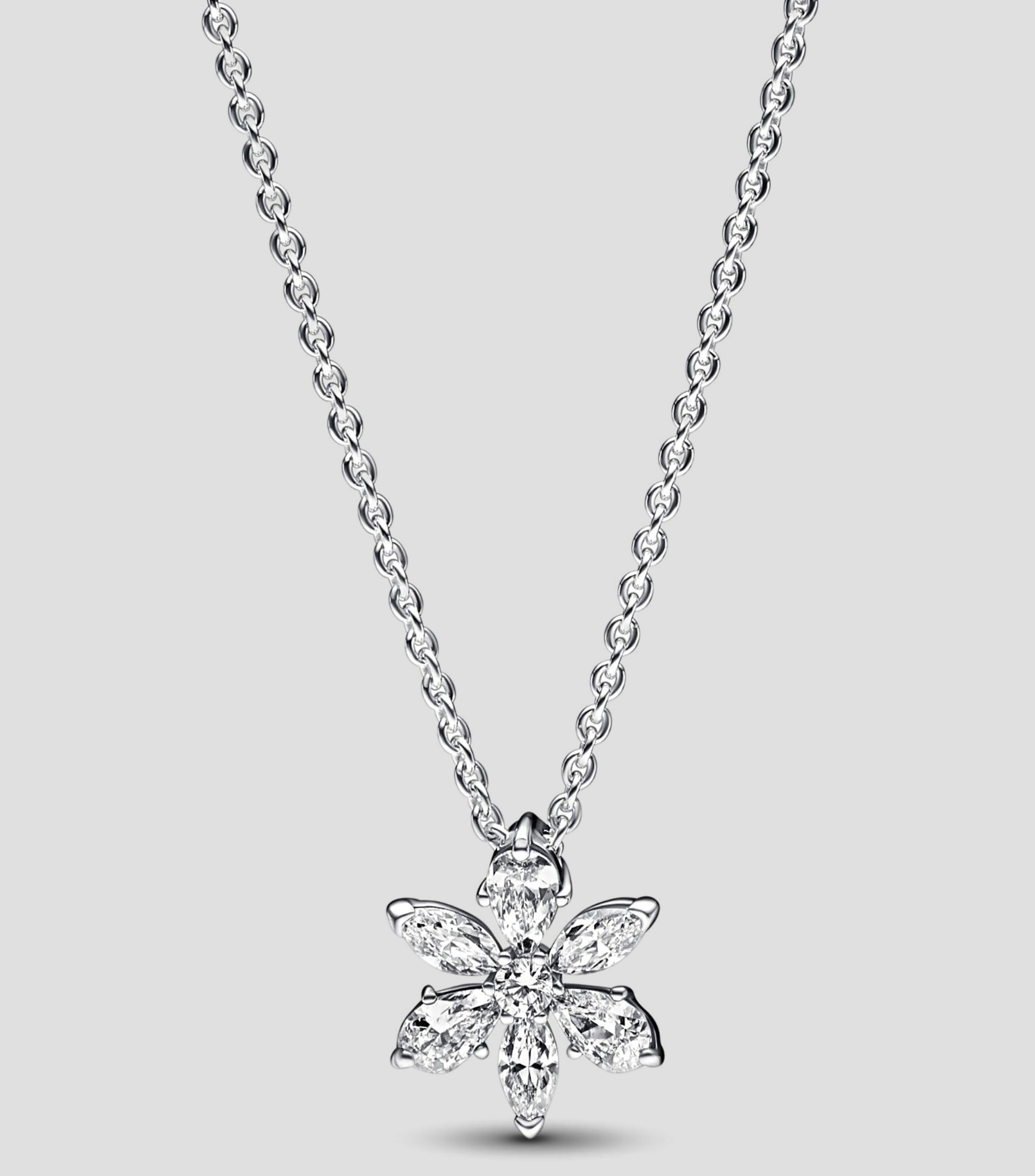 Collar con dije de flor en Plata .925 Racimo Herbario Reluciente Mujer