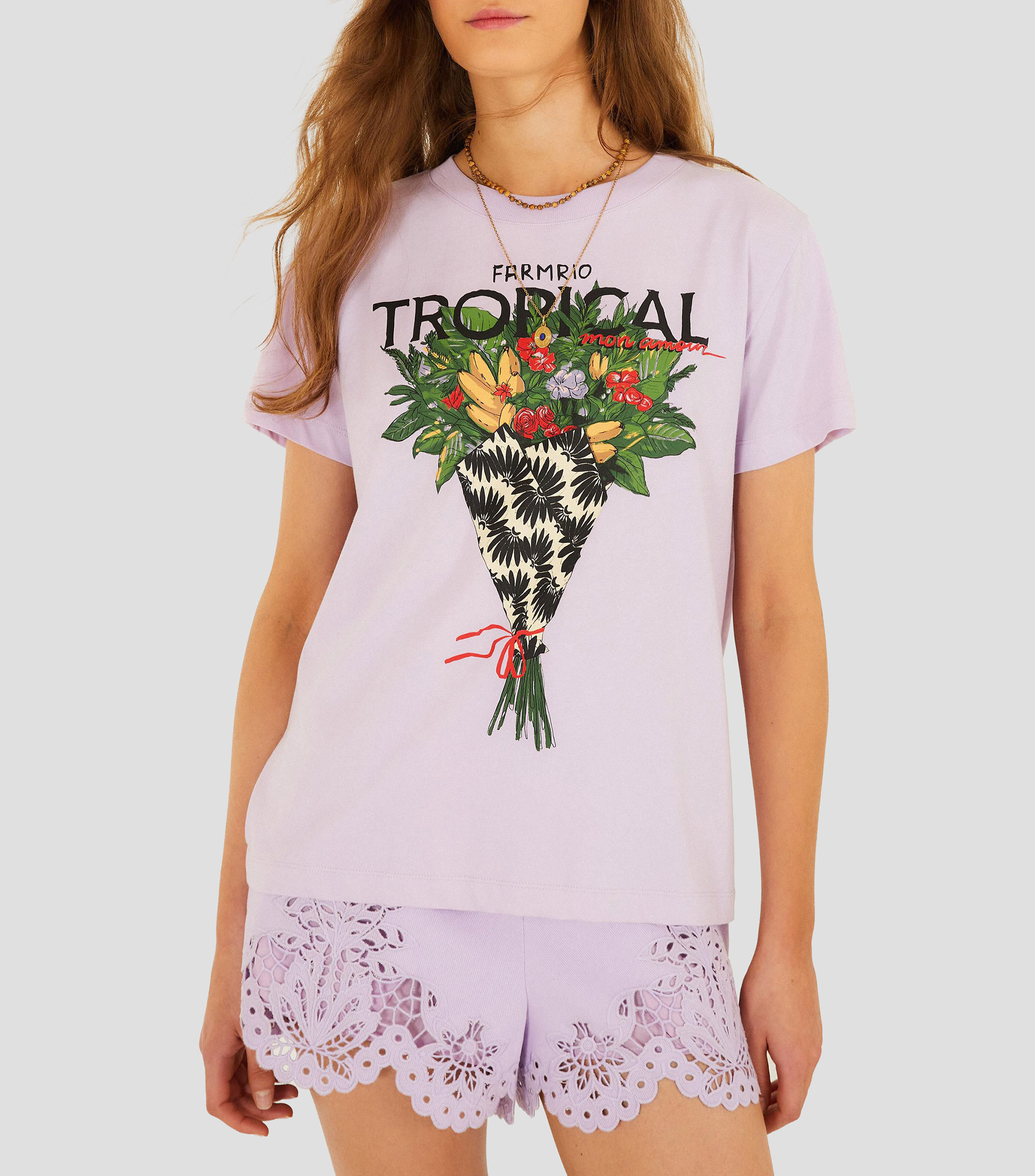 Playera de cuello redondo con manga larga y diseño estampado Mujer