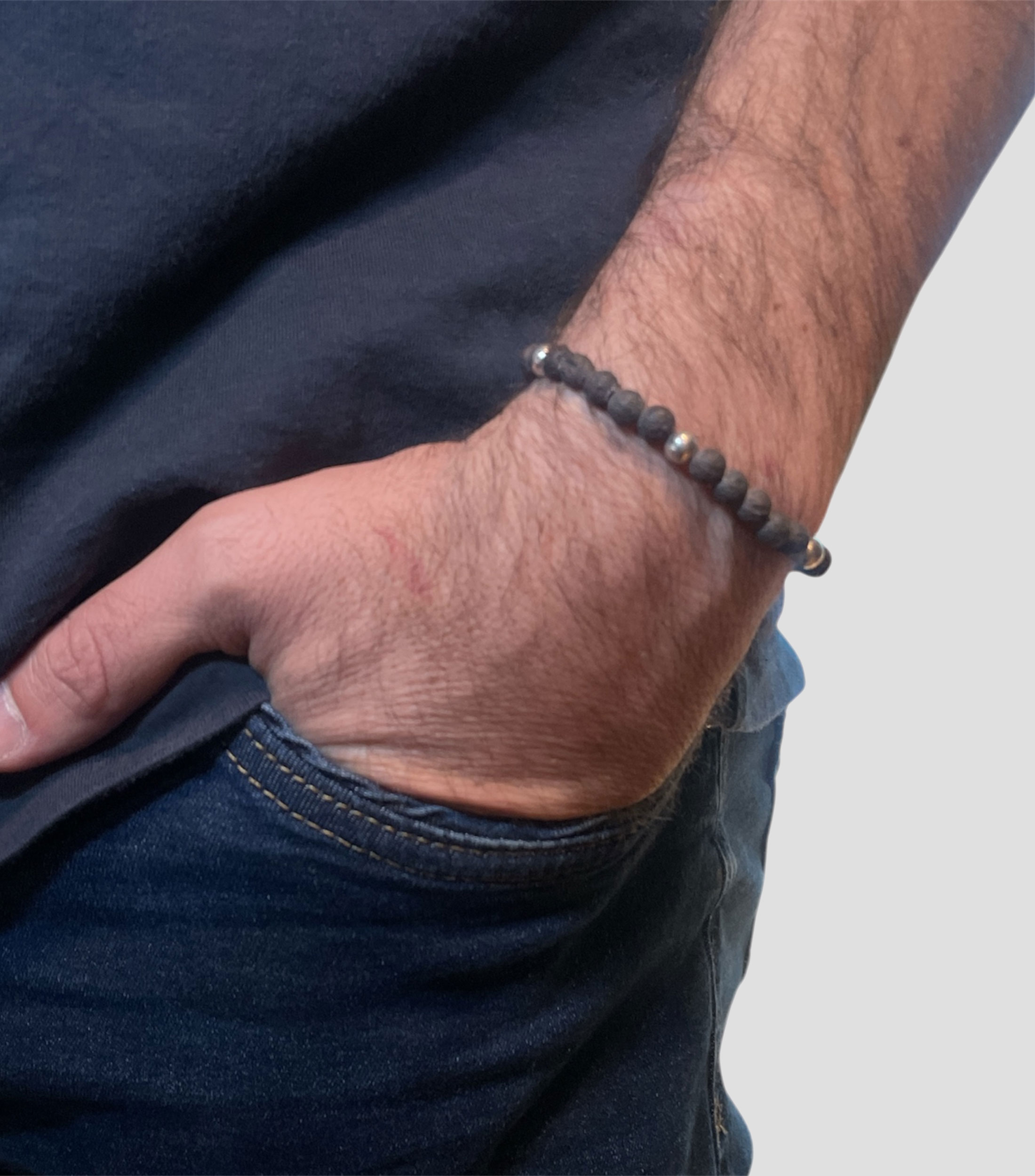 Pulsera con piedra volcánica Hombre